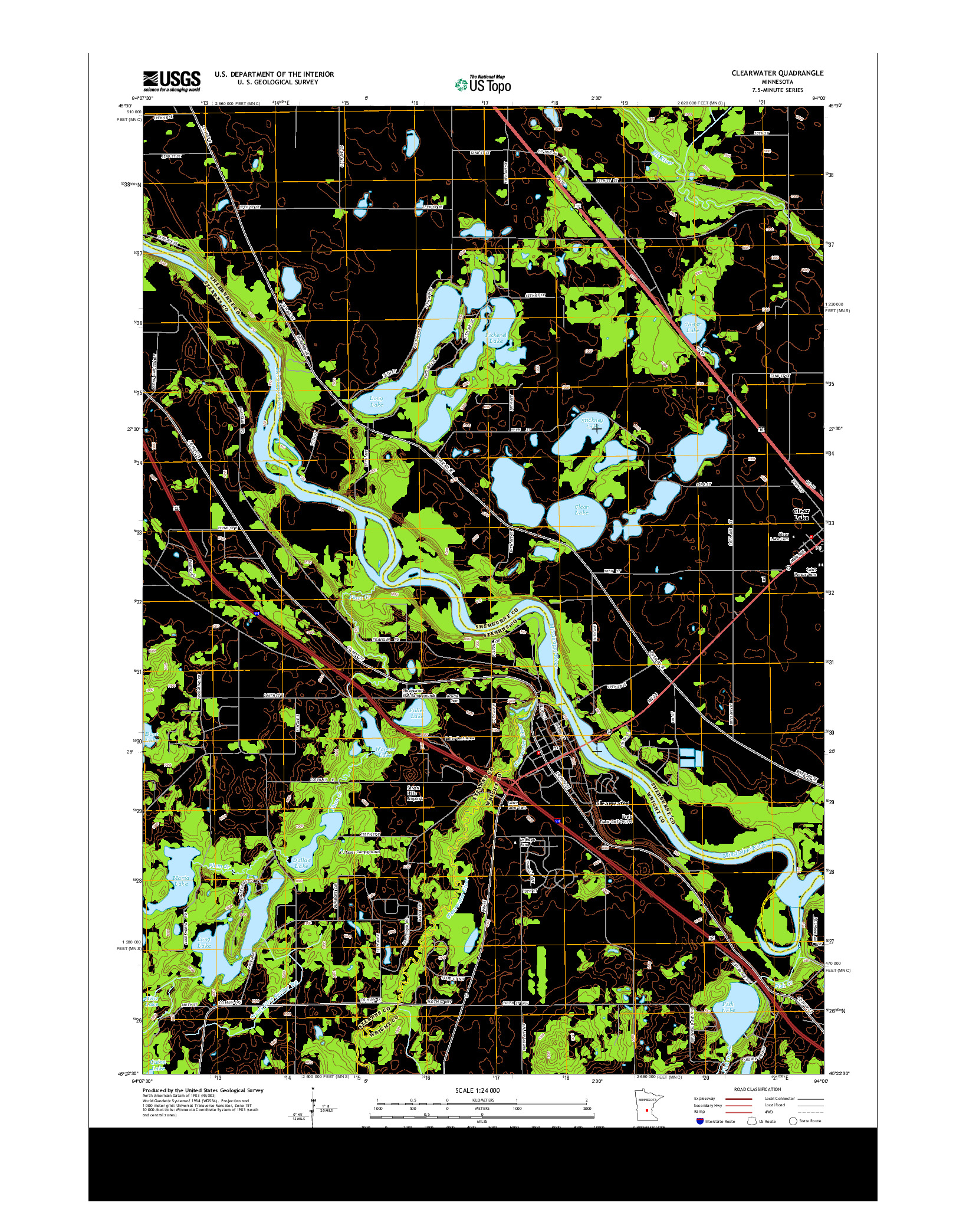 USGS US TOPO 7.5-MINUTE MAP FOR CLEARWATER, MN 2013