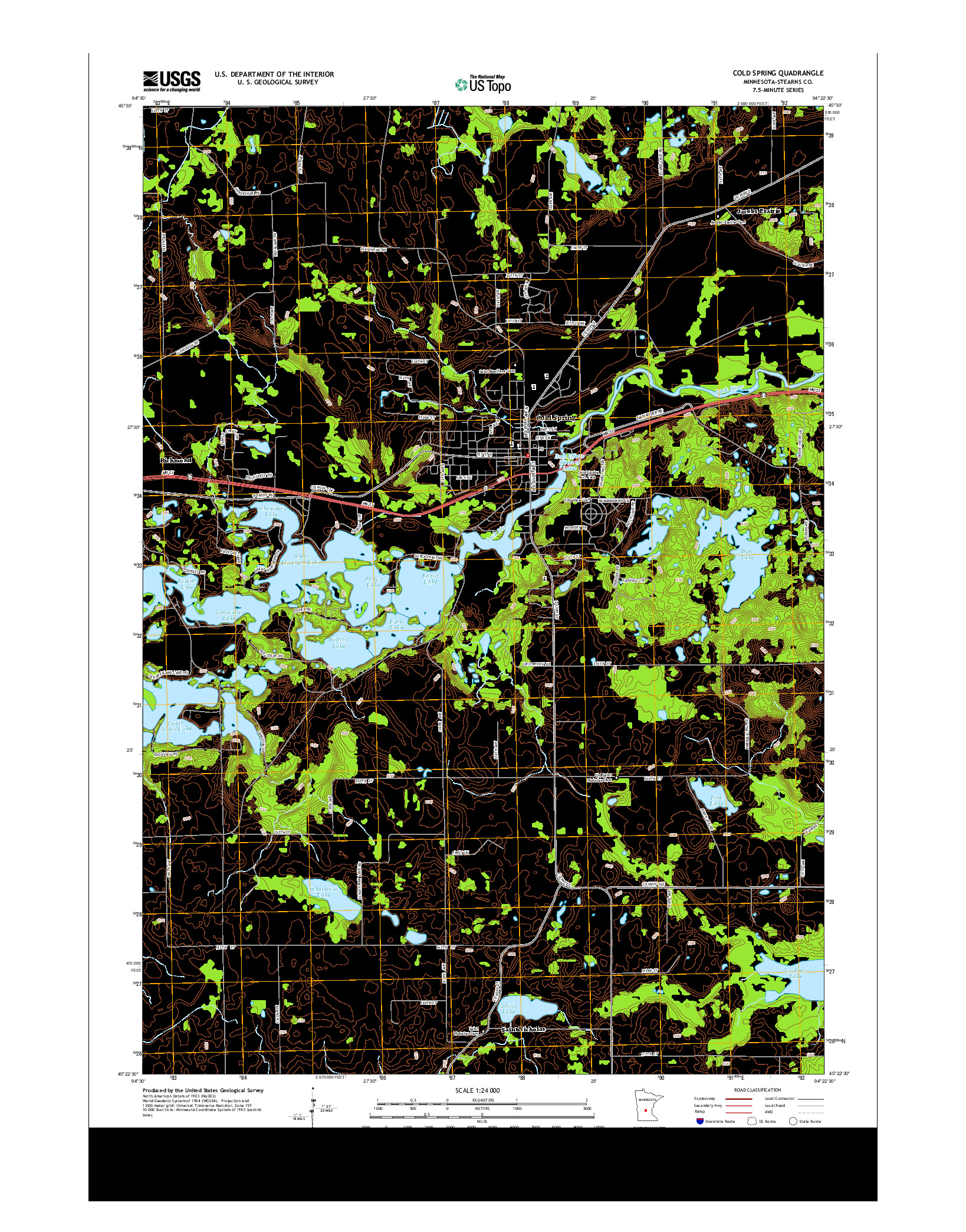 USGS US TOPO 7.5-MINUTE MAP FOR COLD SPRING, MN 2013