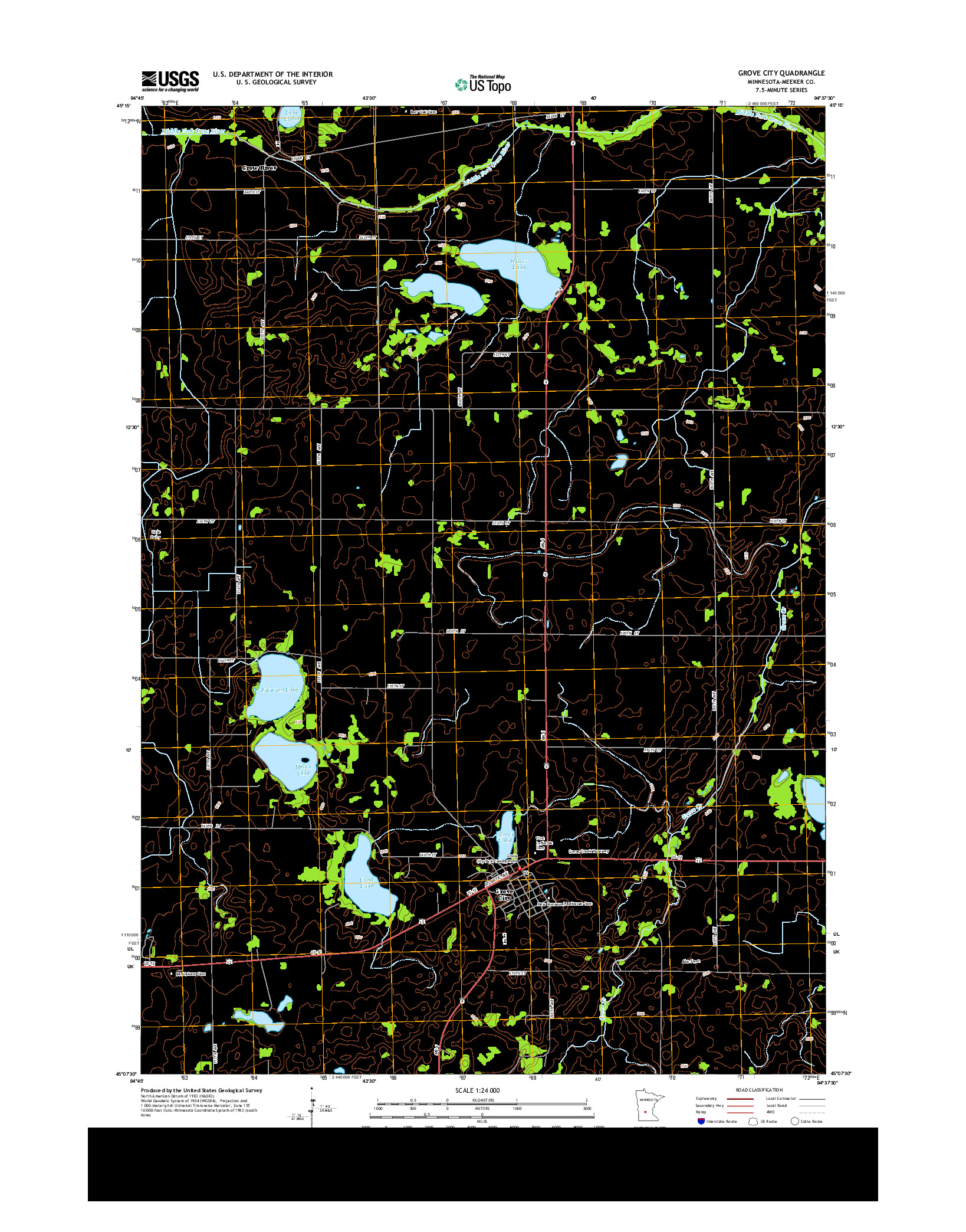 USGS US TOPO 7.5-MINUTE MAP FOR GROVE CITY, MN 2013