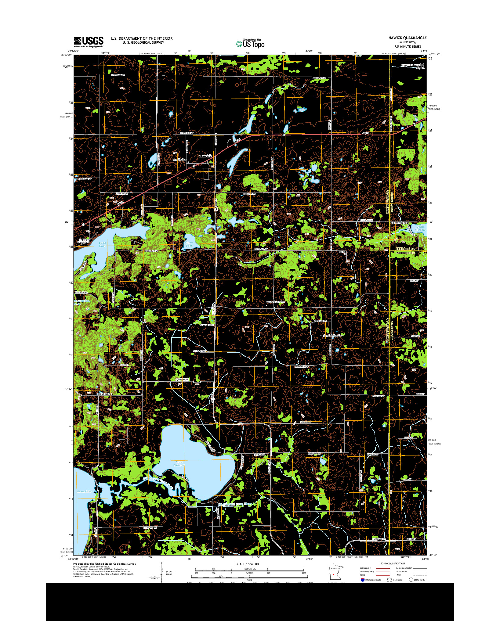 USGS US TOPO 7.5-MINUTE MAP FOR HAWICK, MN 2013
