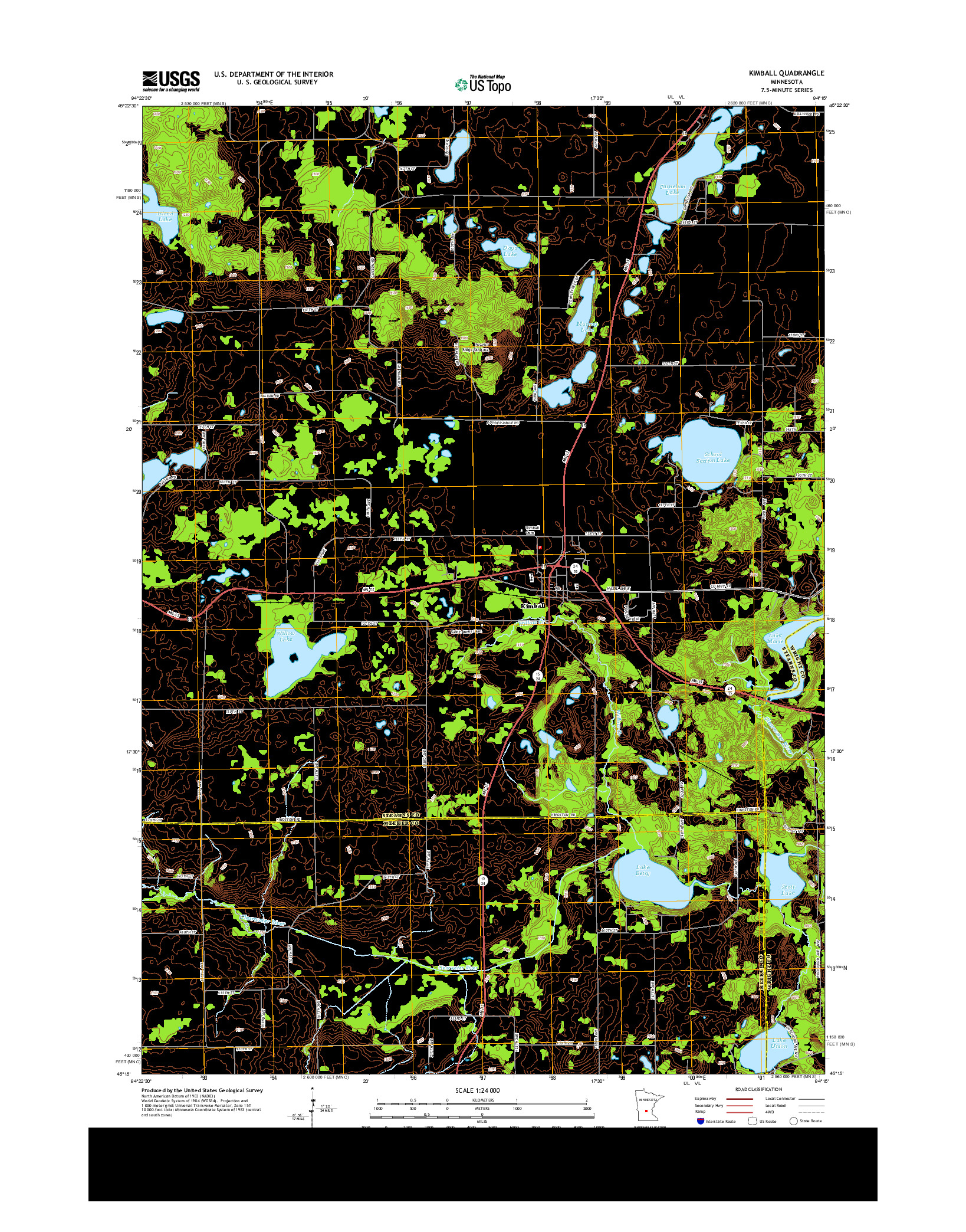 USGS US TOPO 7.5-MINUTE MAP FOR KIMBALL, MN 2013