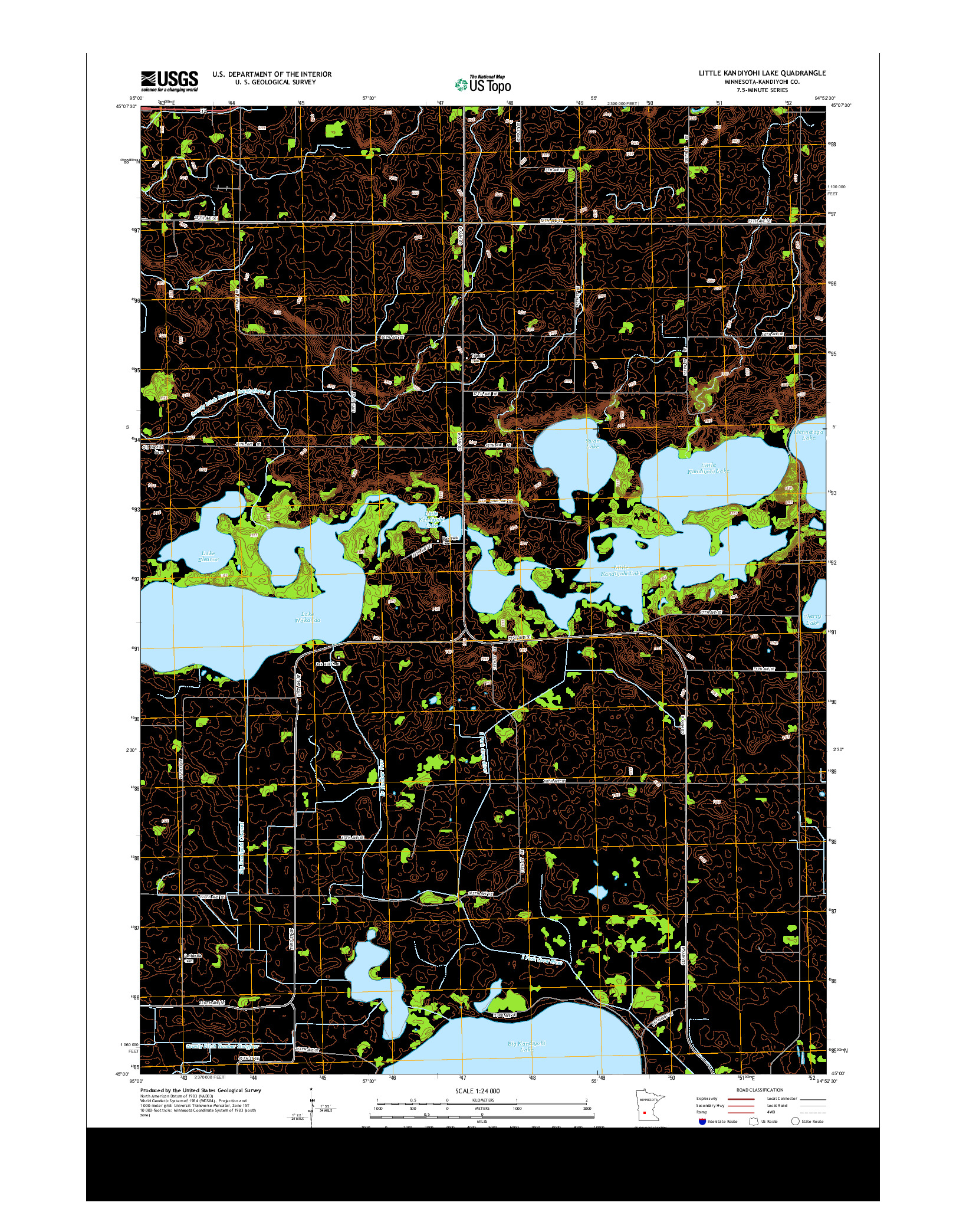USGS US TOPO 7.5-MINUTE MAP FOR LITTLE KANDIYOHI LAKE, MN 2013