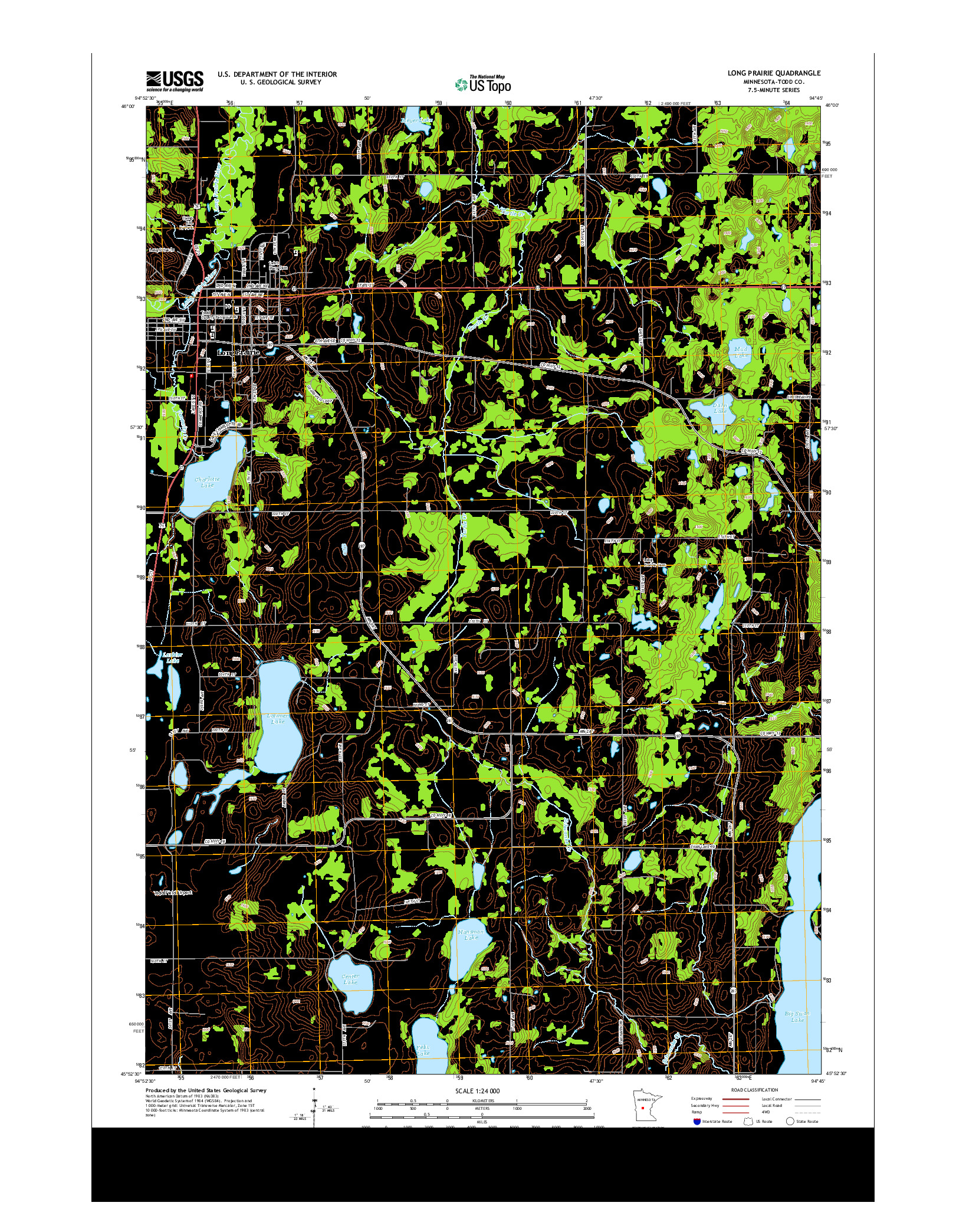USGS US TOPO 7.5-MINUTE MAP FOR LONG PRAIRIE, MN 2013