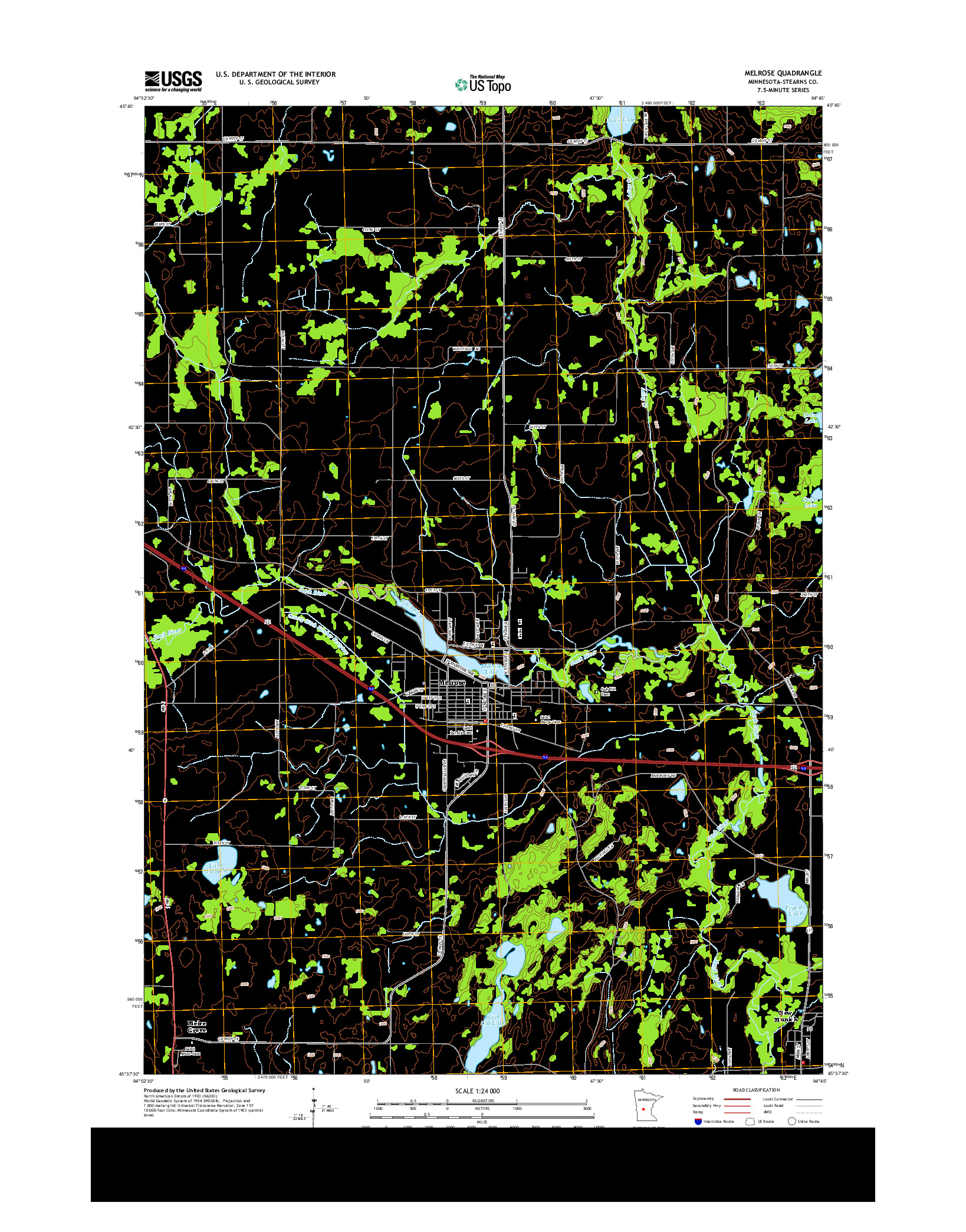 USGS US TOPO 7.5-MINUTE MAP FOR MELROSE, MN 2013