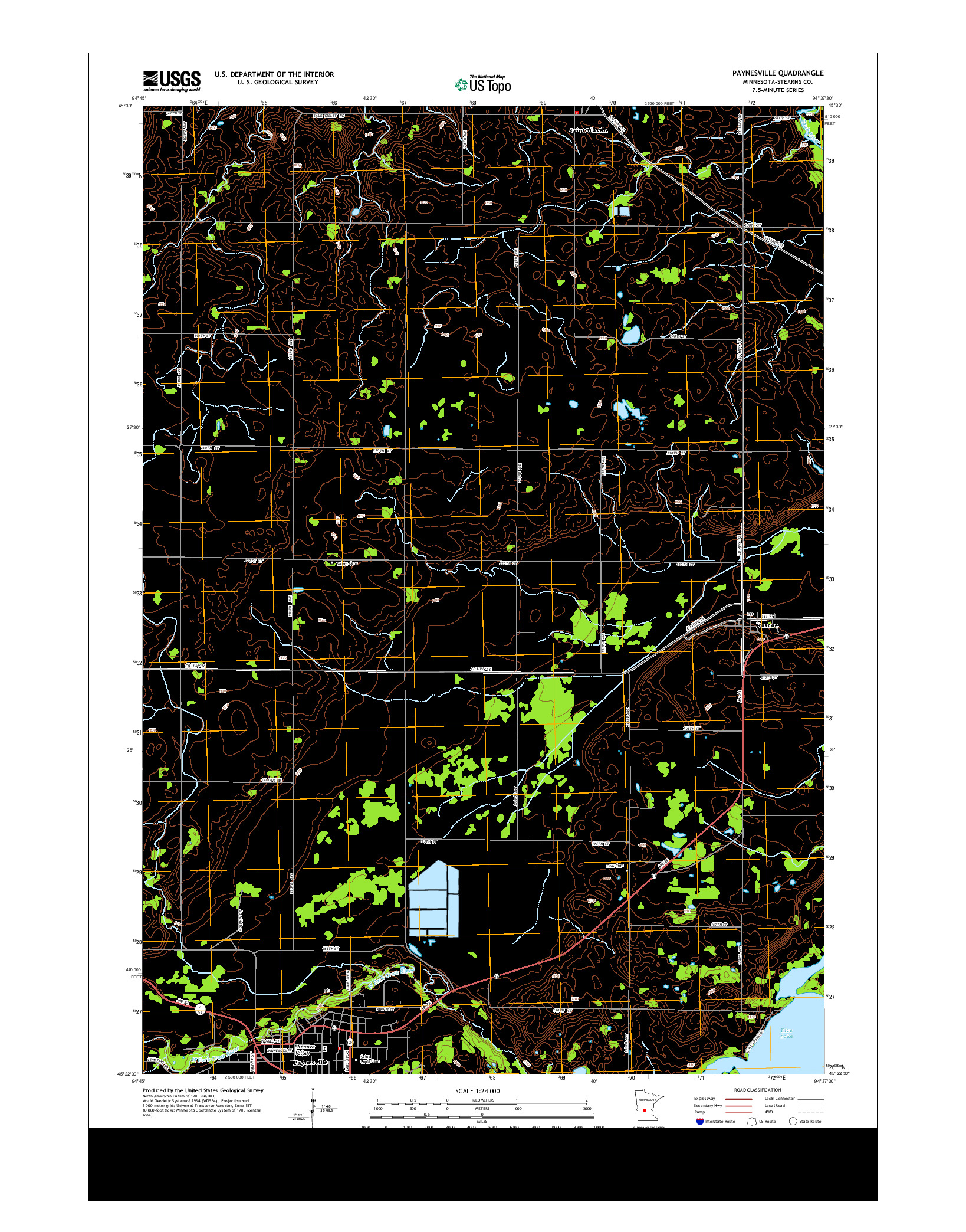 USGS US TOPO 7.5-MINUTE MAP FOR PAYNESVILLE, MN 2013