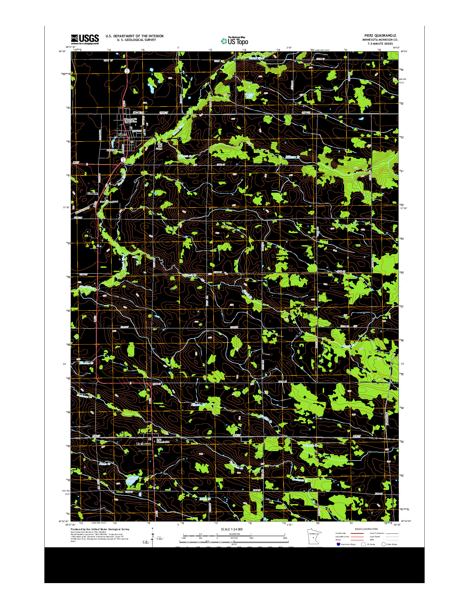 USGS US TOPO 7.5-MINUTE MAP FOR PIERZ, MN 2013