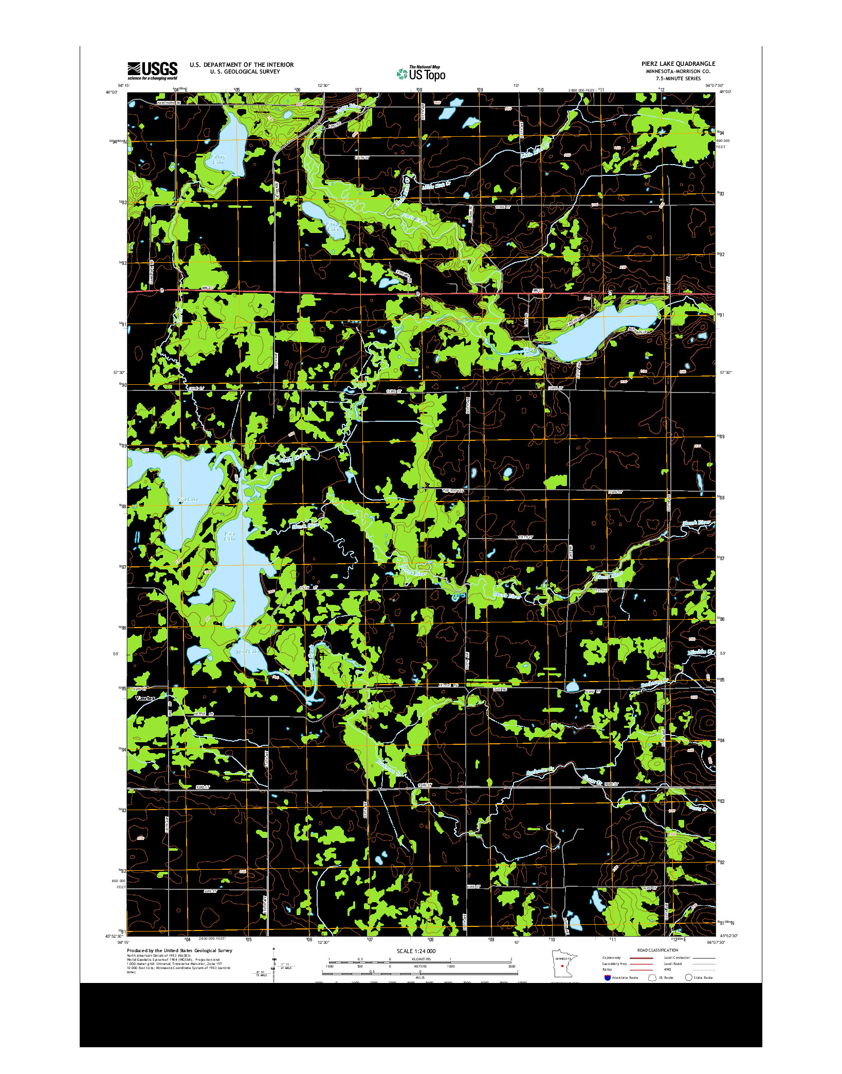 USGS US TOPO 7.5-MINUTE MAP FOR PIERZ LAKE, MN 2013