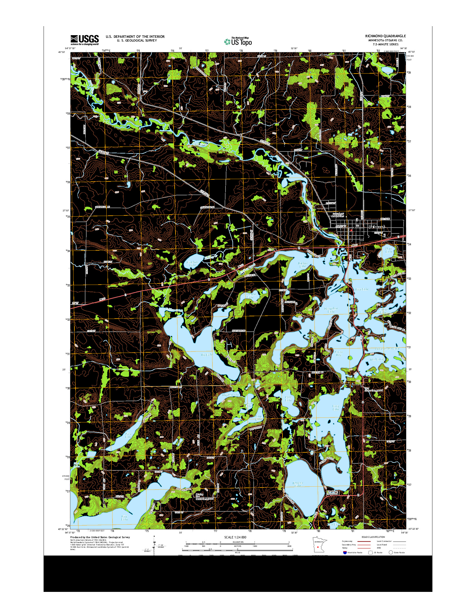 USGS US TOPO 7.5-MINUTE MAP FOR RICHMOND, MN 2013