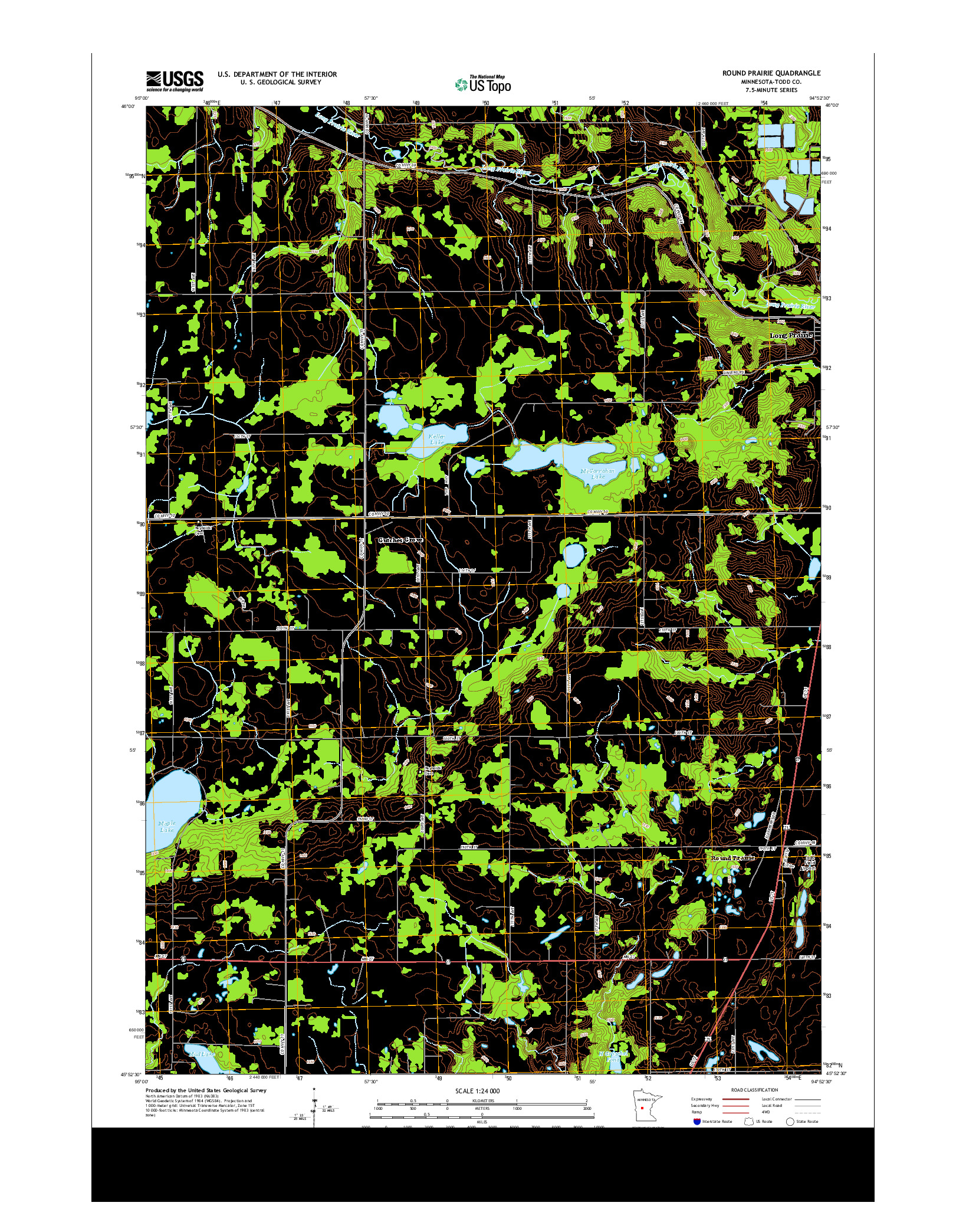 USGS US TOPO 7.5-MINUTE MAP FOR ROUND PRAIRIE, MN 2013