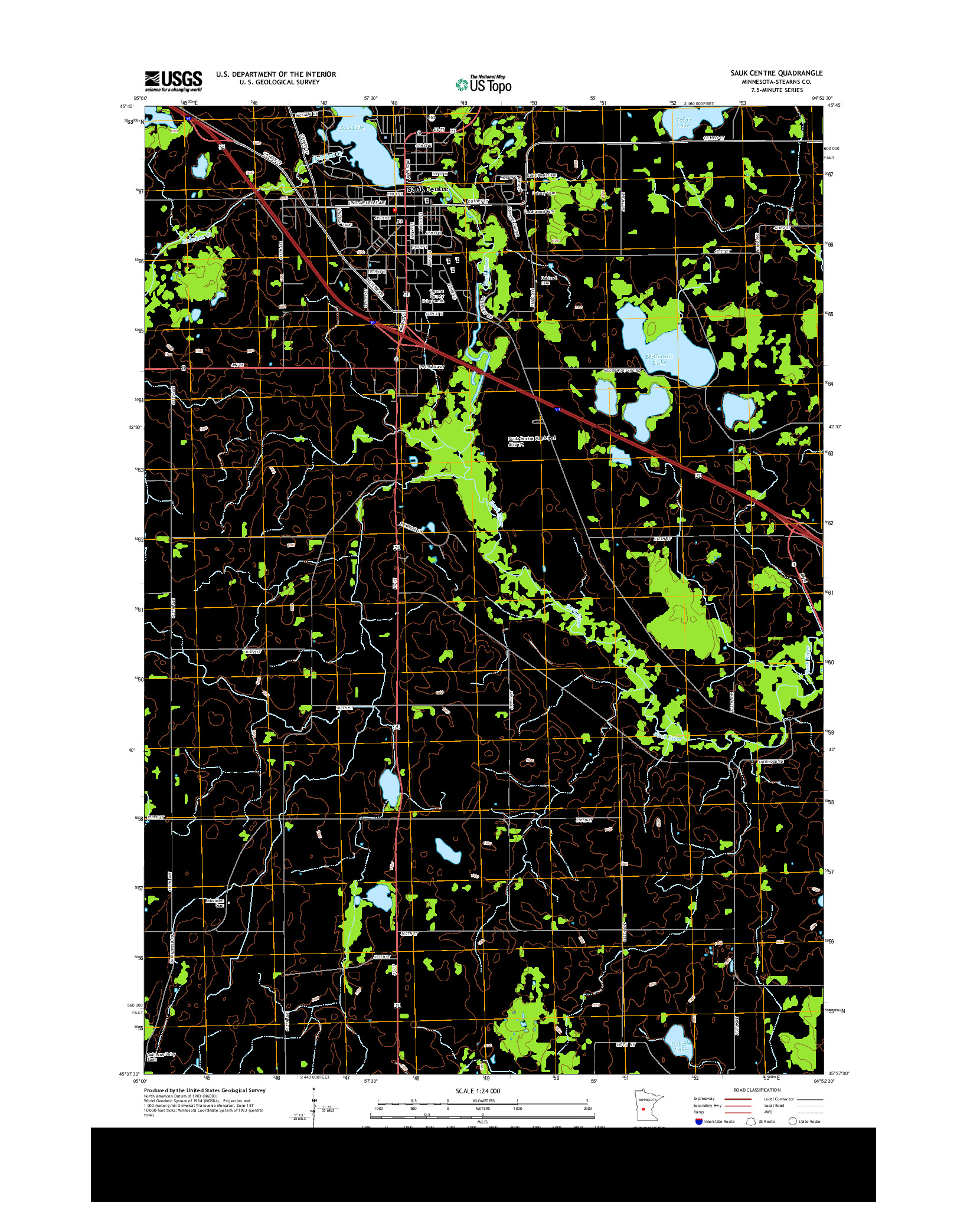 USGS US TOPO 7.5-MINUTE MAP FOR SAUK CENTRE, MN 2013