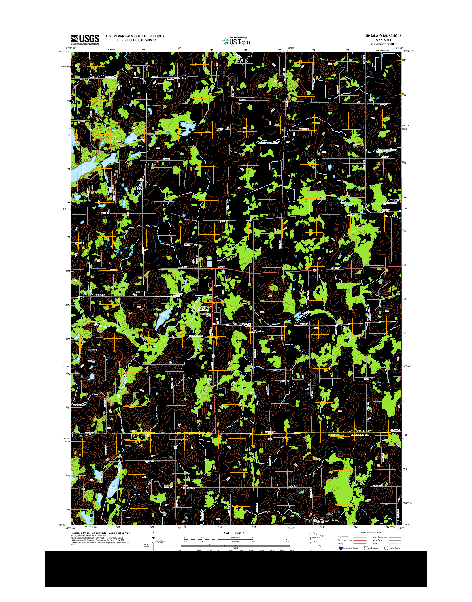 USGS US TOPO 7.5-MINUTE MAP FOR UPSALA, MN 2013