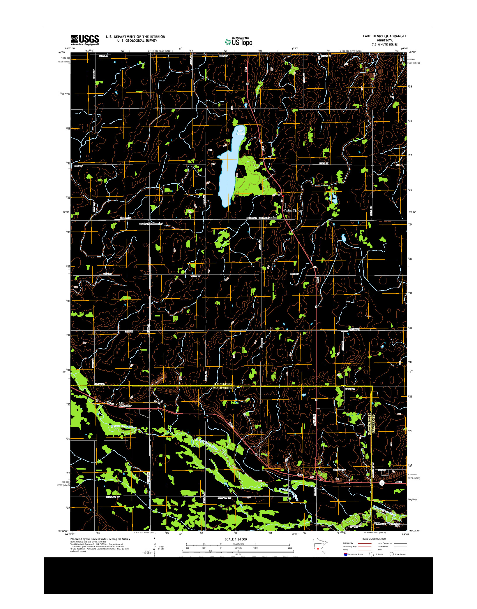 USGS US TOPO 7.5-MINUTE MAP FOR LAKE HENRY, MN 2013