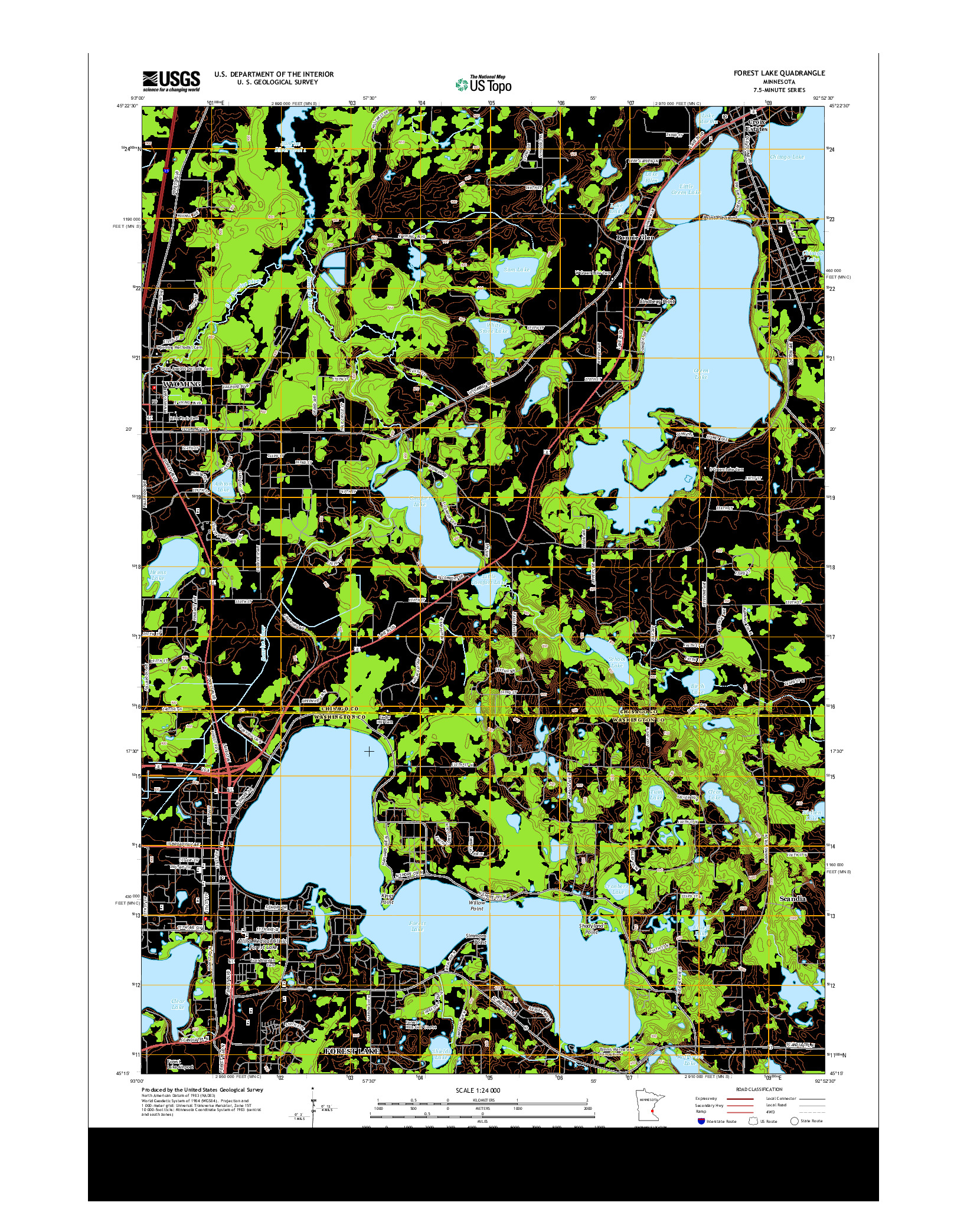 USGS US TOPO 7.5-MINUTE MAP FOR FOREST LAKE, MN 2013