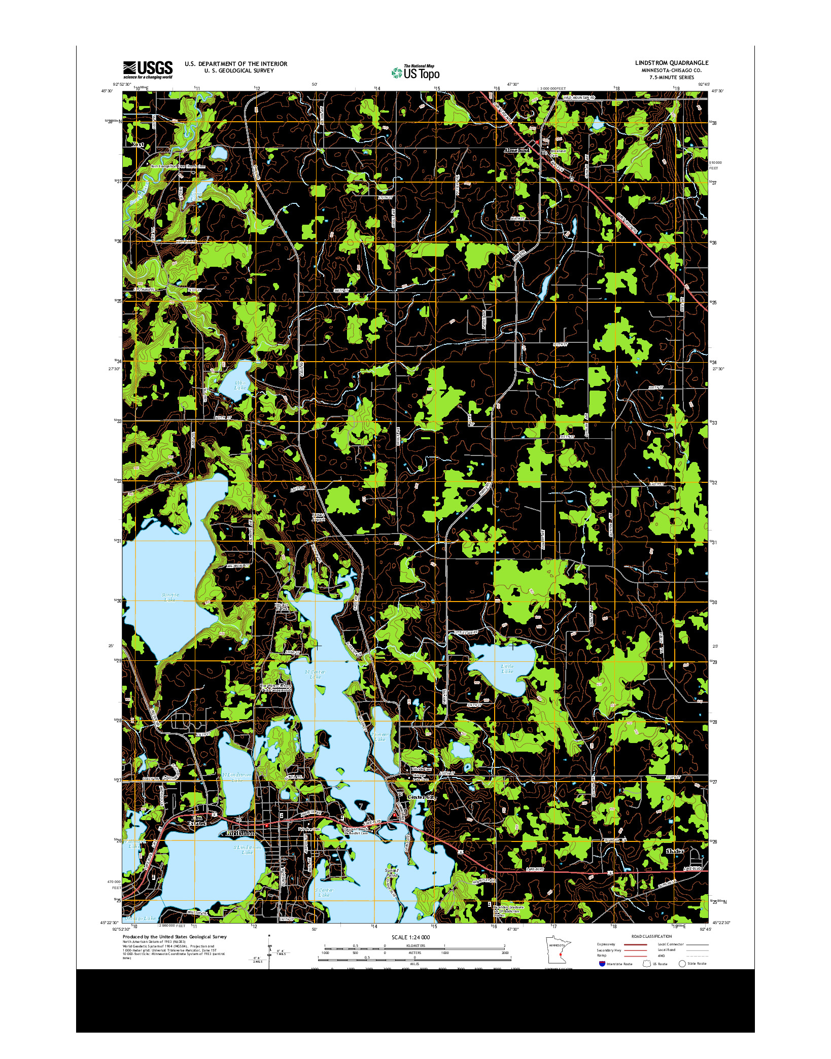 USGS US TOPO 7.5-MINUTE MAP FOR LINDSTROM, MN 2013