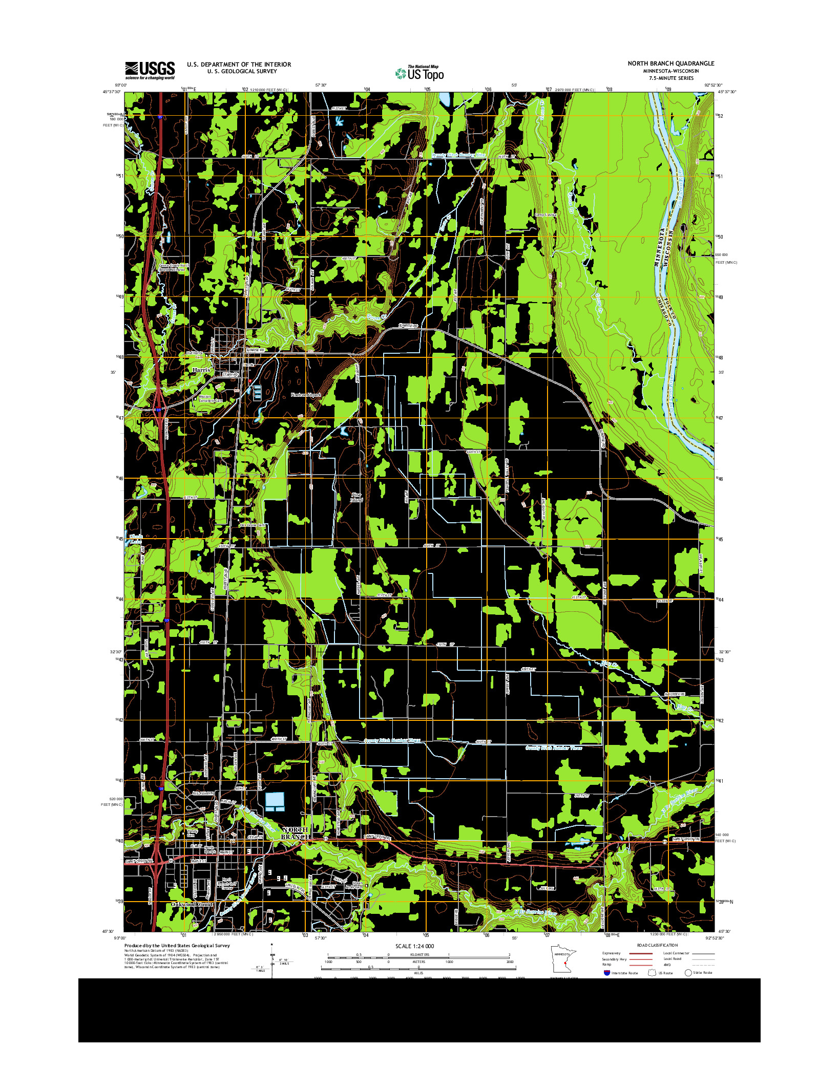 USGS US TOPO 7.5-MINUTE MAP FOR NORTH BRANCH, MN-WI 2013