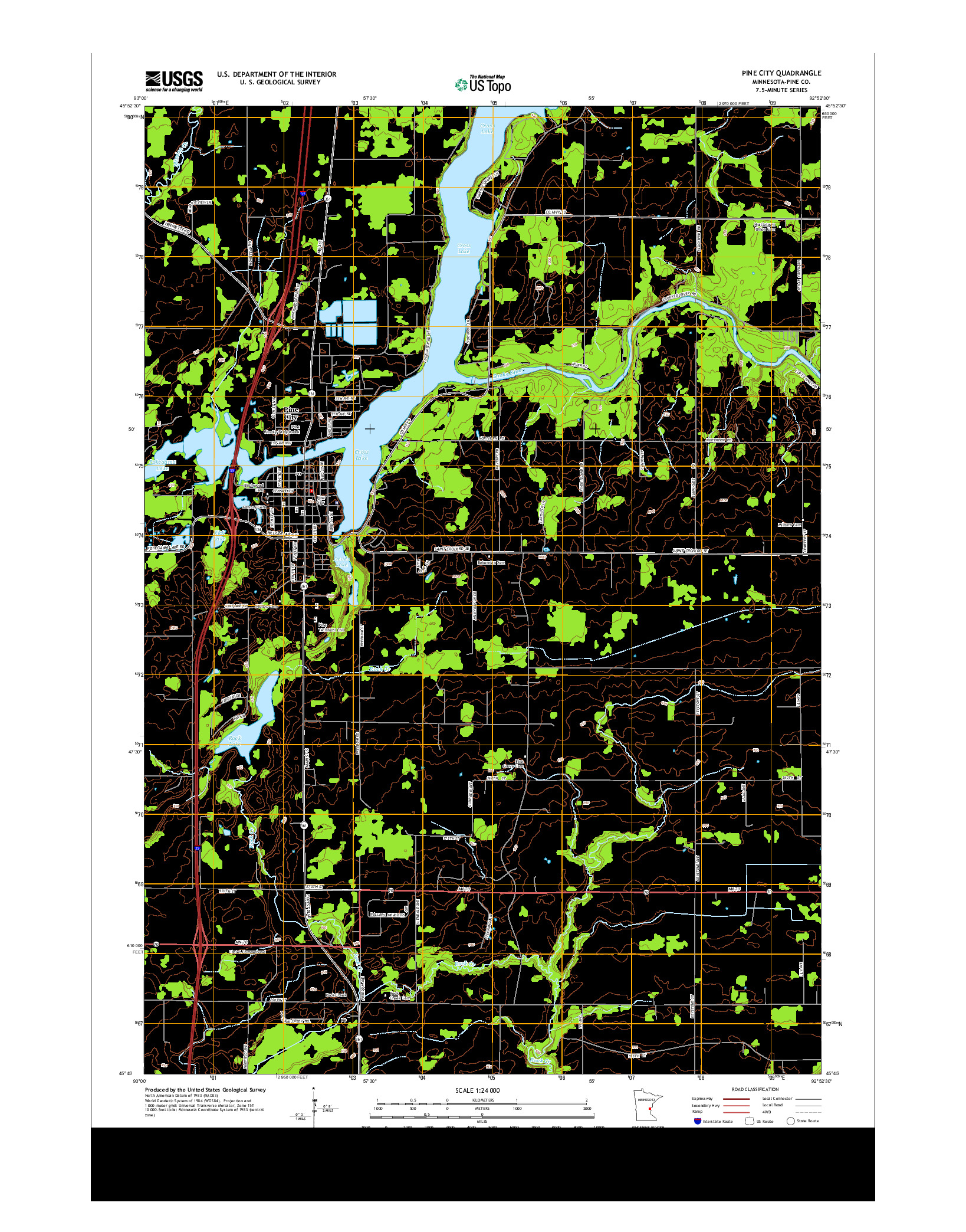USGS US TOPO 7.5-MINUTE MAP FOR PINE CITY, MN 2013