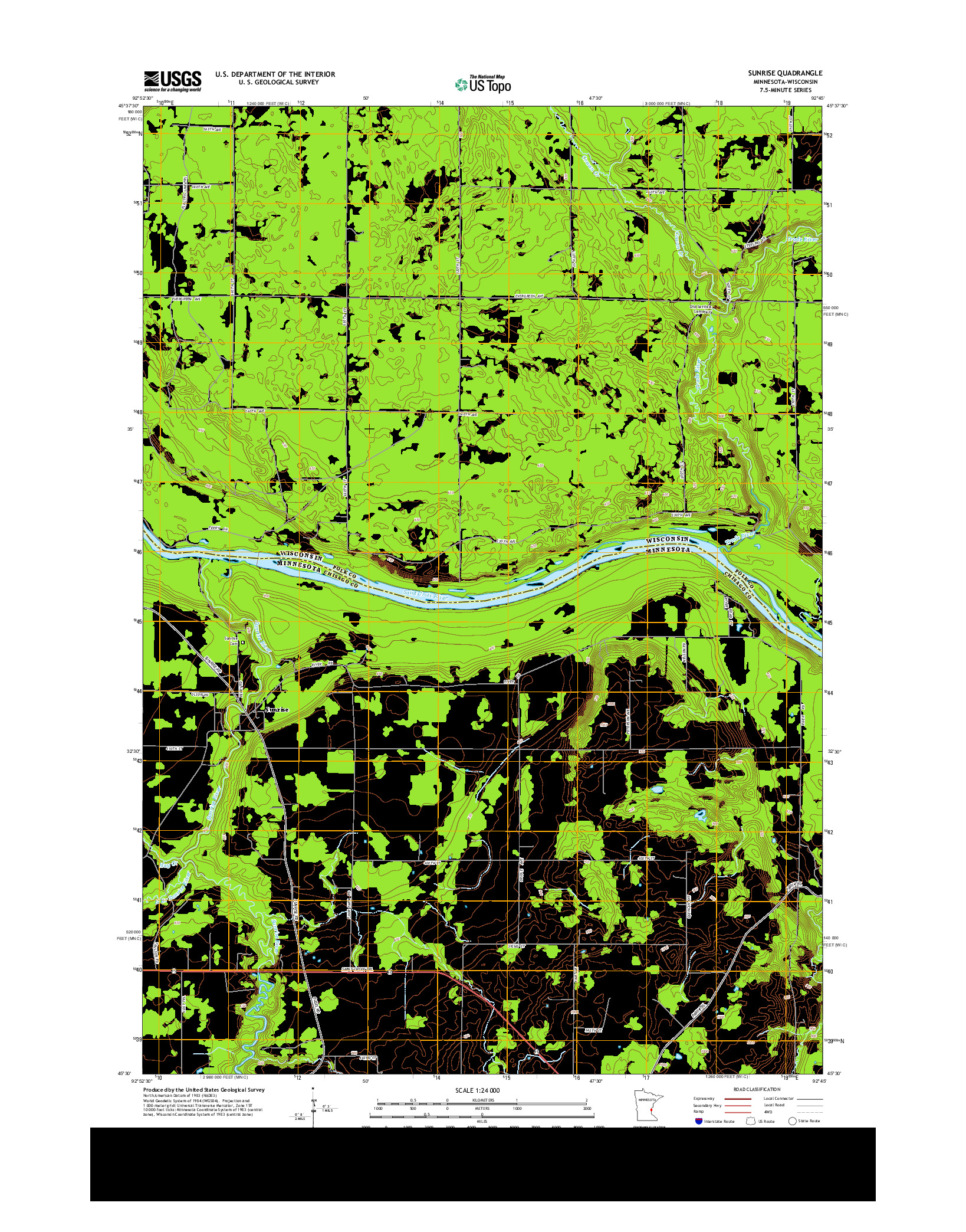 USGS US TOPO 7.5-MINUTE MAP FOR SUNRISE, MN-WI 2013