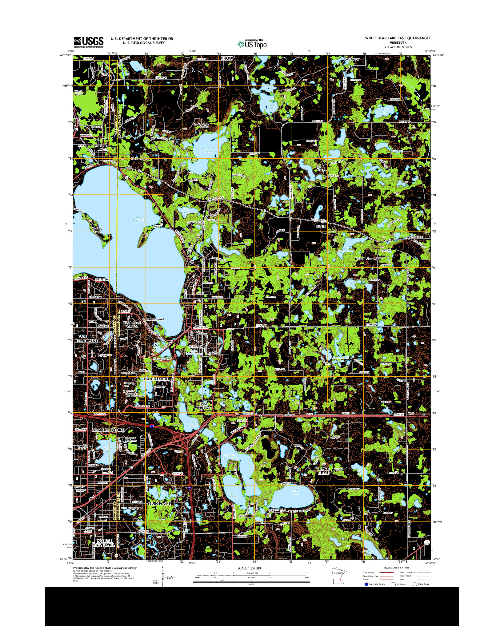 USGS US TOPO 7.5-MINUTE MAP FOR WHITE BEAR LAKE EAST, MN 2013