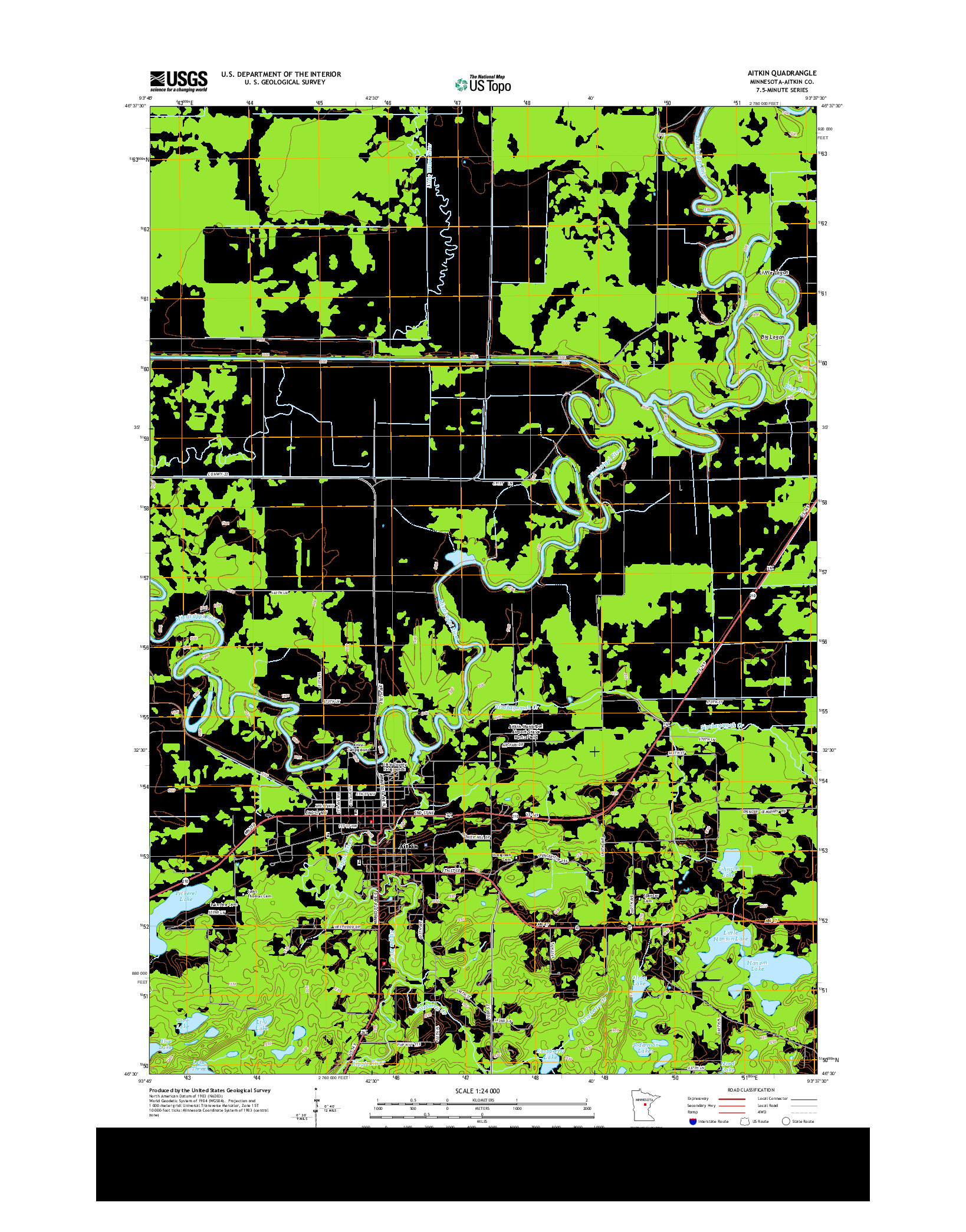 USGS US TOPO 7.5-MINUTE MAP FOR AITKIN, MN 2013