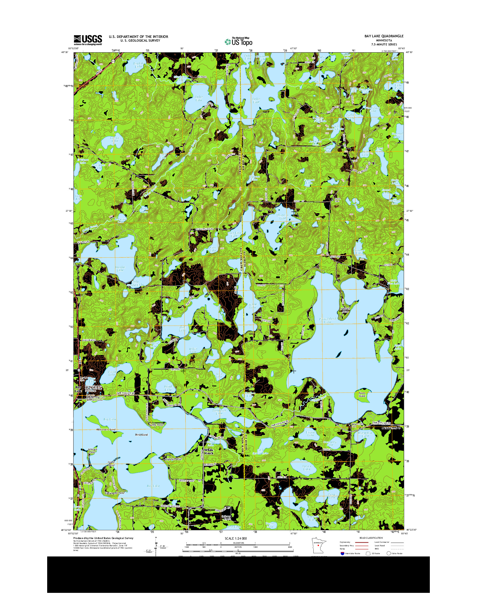 USGS US TOPO 7.5-MINUTE MAP FOR BAY LAKE, MN 2013