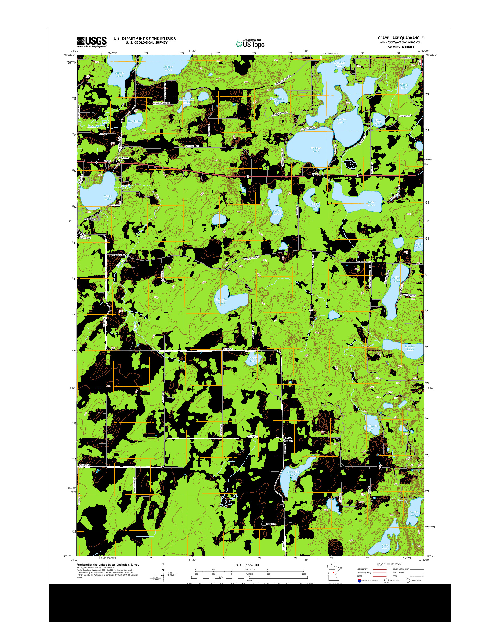 USGS US TOPO 7.5-MINUTE MAP FOR GRAVE LAKE, MN 2013