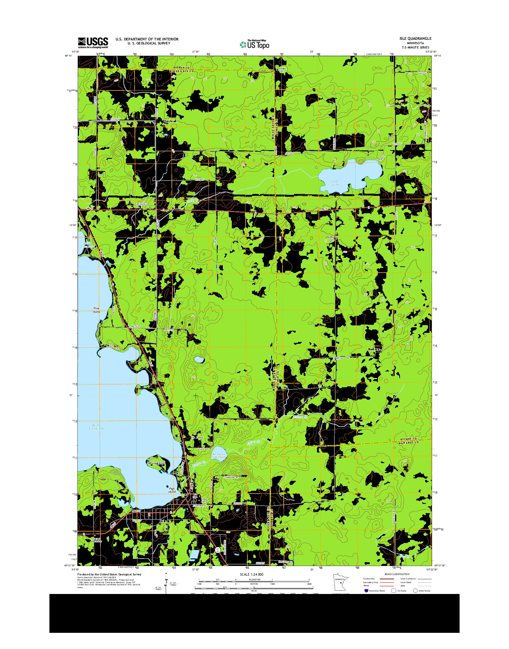 USGS US TOPO 7.5-MINUTE MAP FOR ISLE, MN 2013
