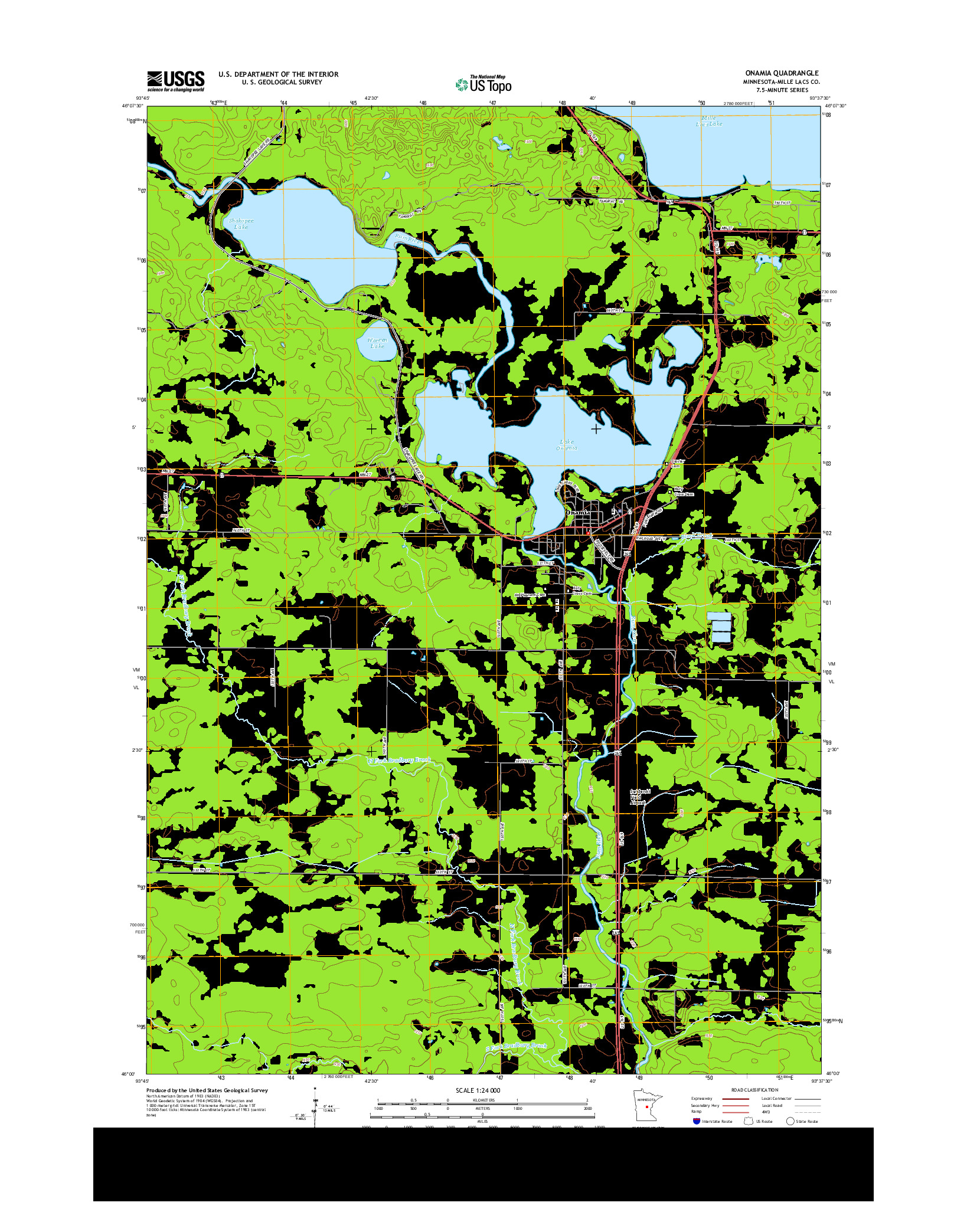 USGS US TOPO 7.5-MINUTE MAP FOR ONAMIA, MN 2013