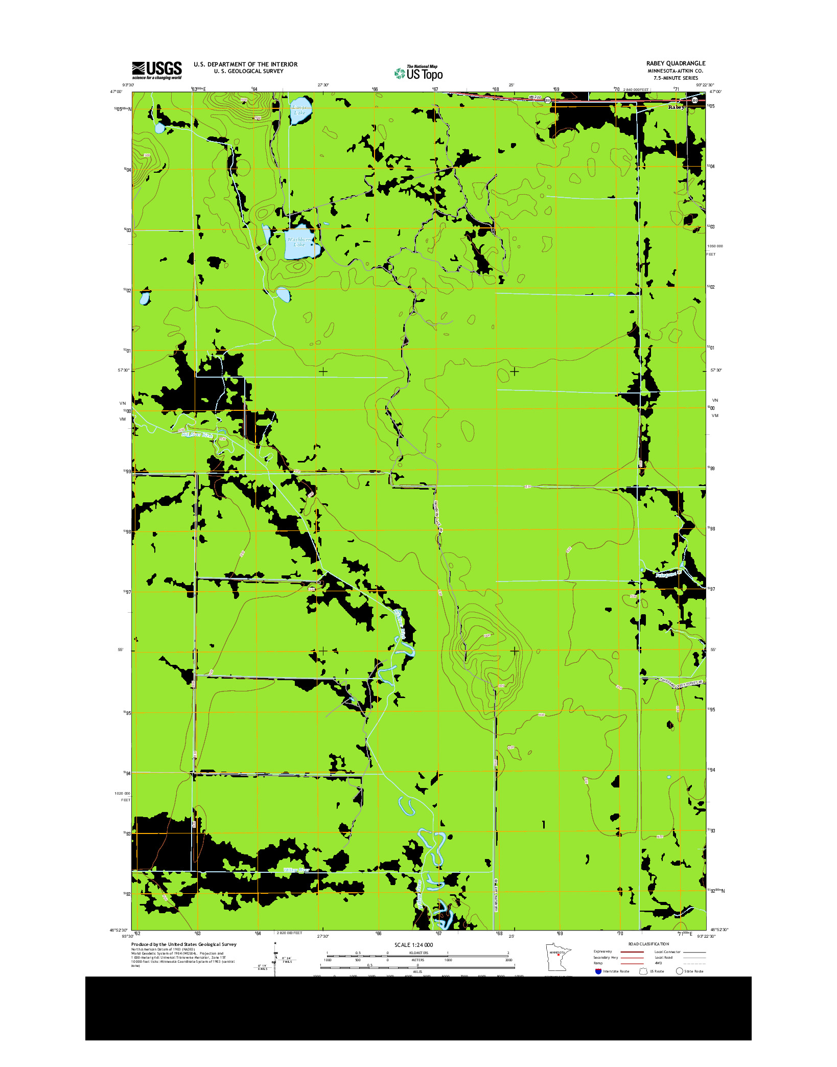 USGS US TOPO 7.5-MINUTE MAP FOR RABEY, MN 2013