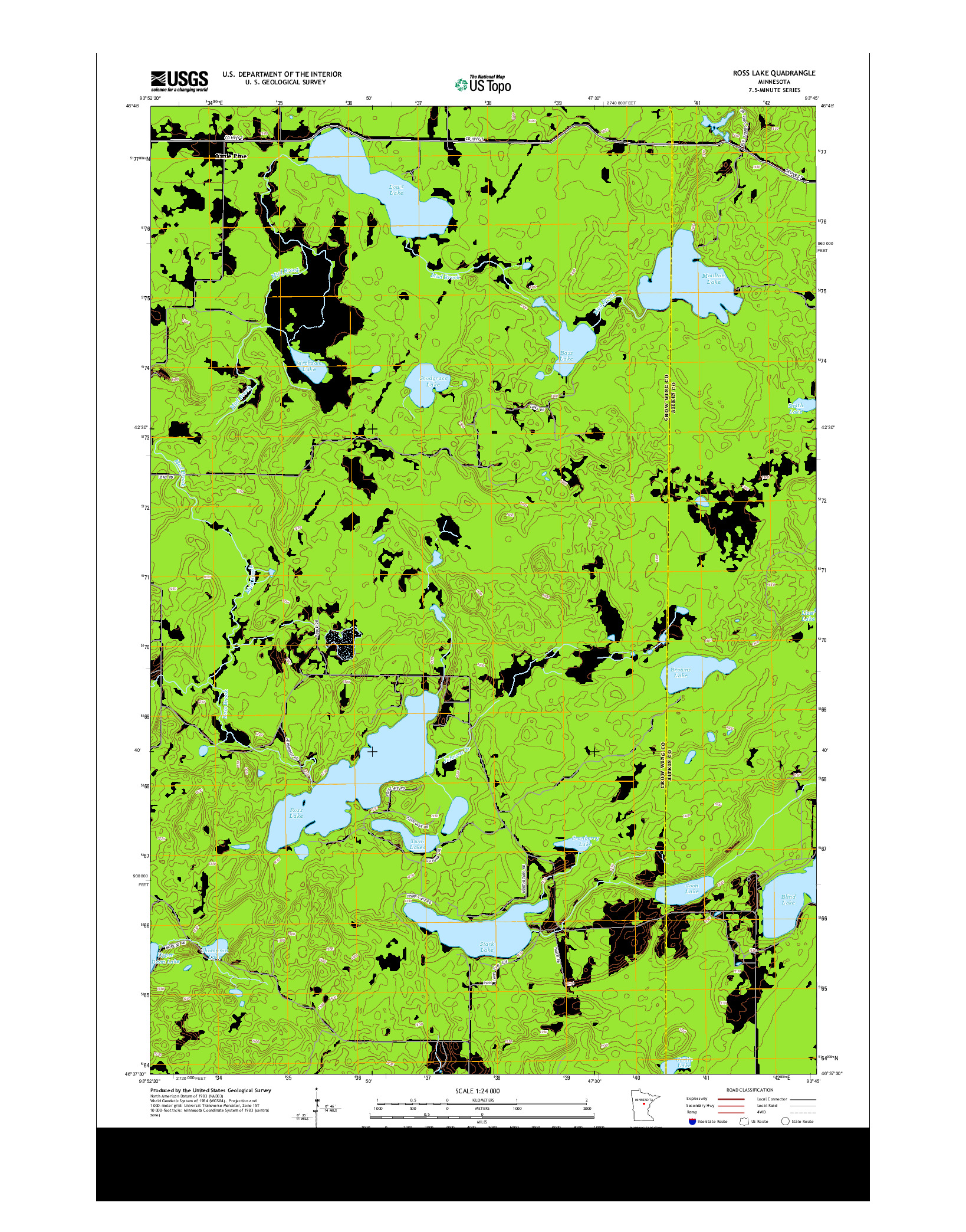 USGS US TOPO 7.5-MINUTE MAP FOR ROSS LAKE, MN 2013