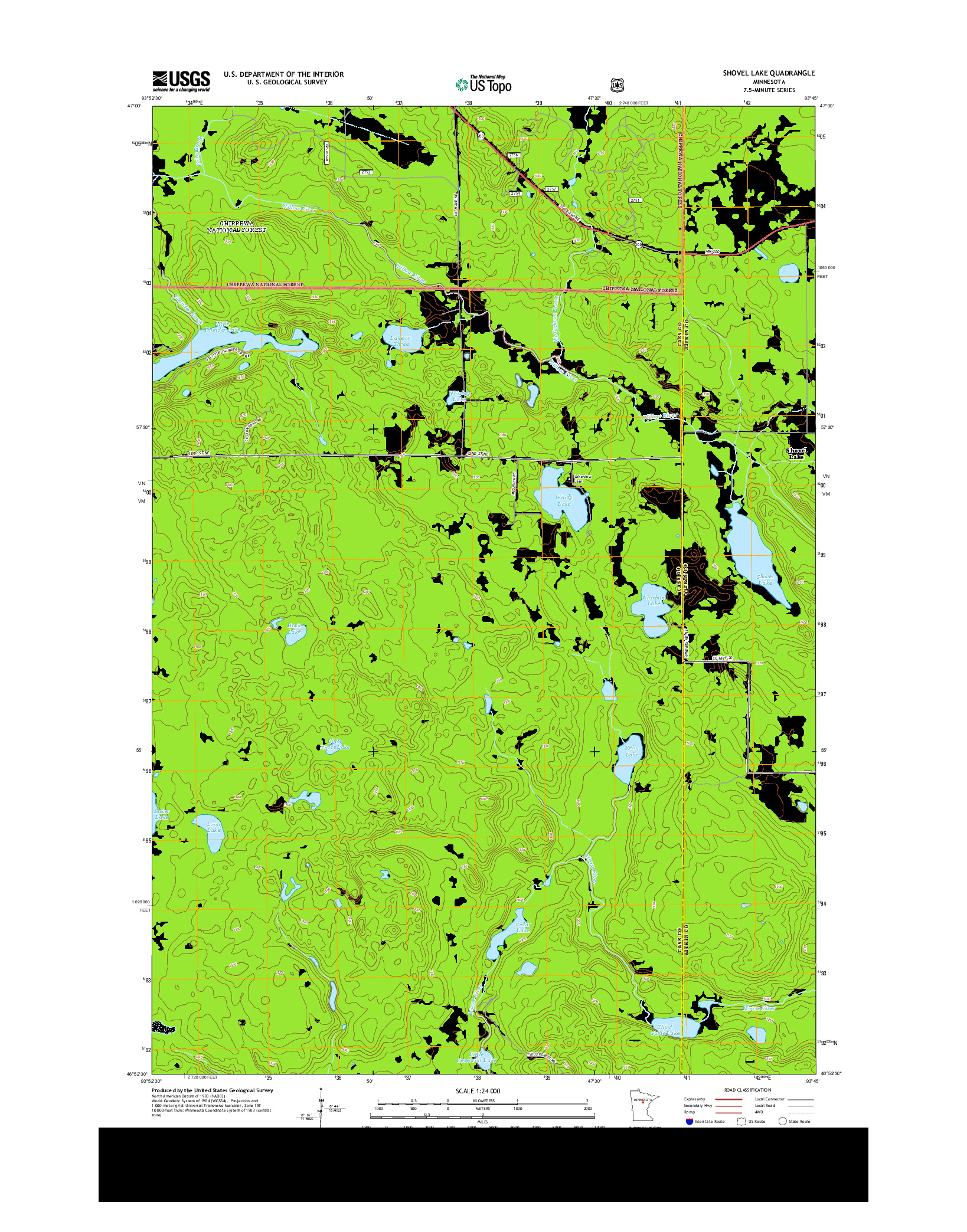 USGS US TOPO 7.5-MINUTE MAP FOR SHOVEL LAKE, MN 2013