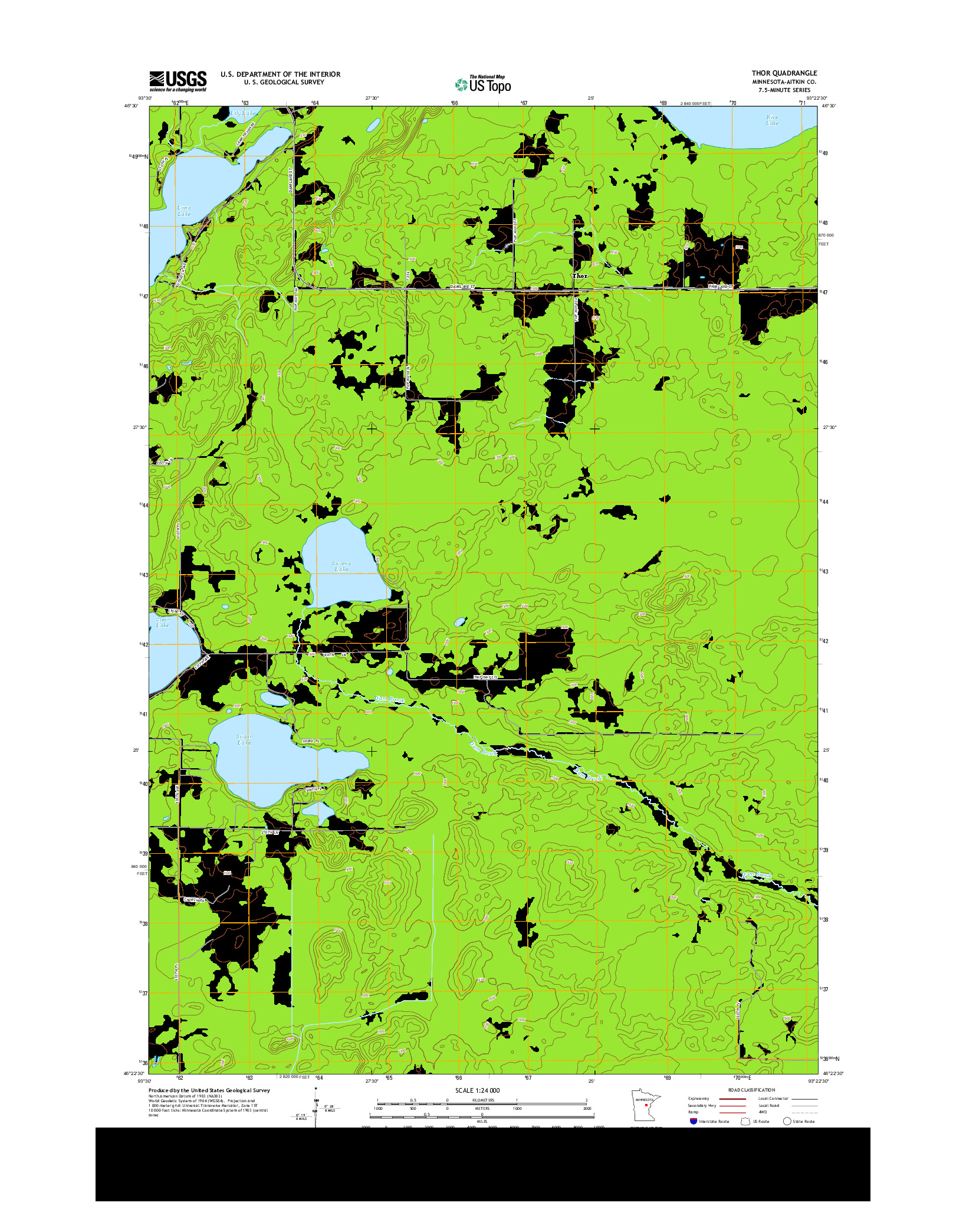 USGS US TOPO 7.5-MINUTE MAP FOR THOR, MN 2013