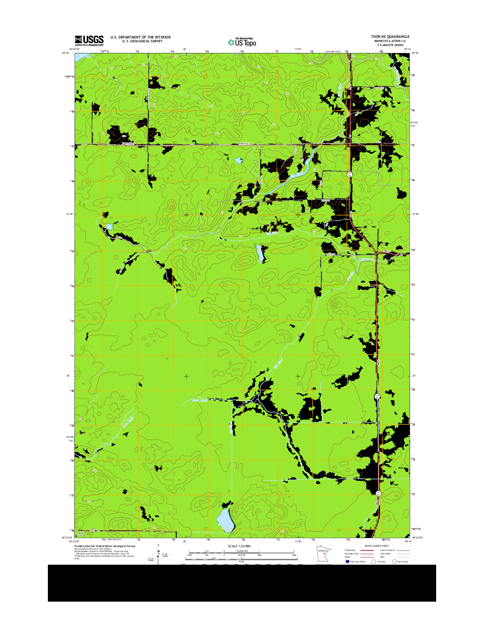 USGS US TOPO 7.5-MINUTE MAP FOR THOR NE, MN 2013