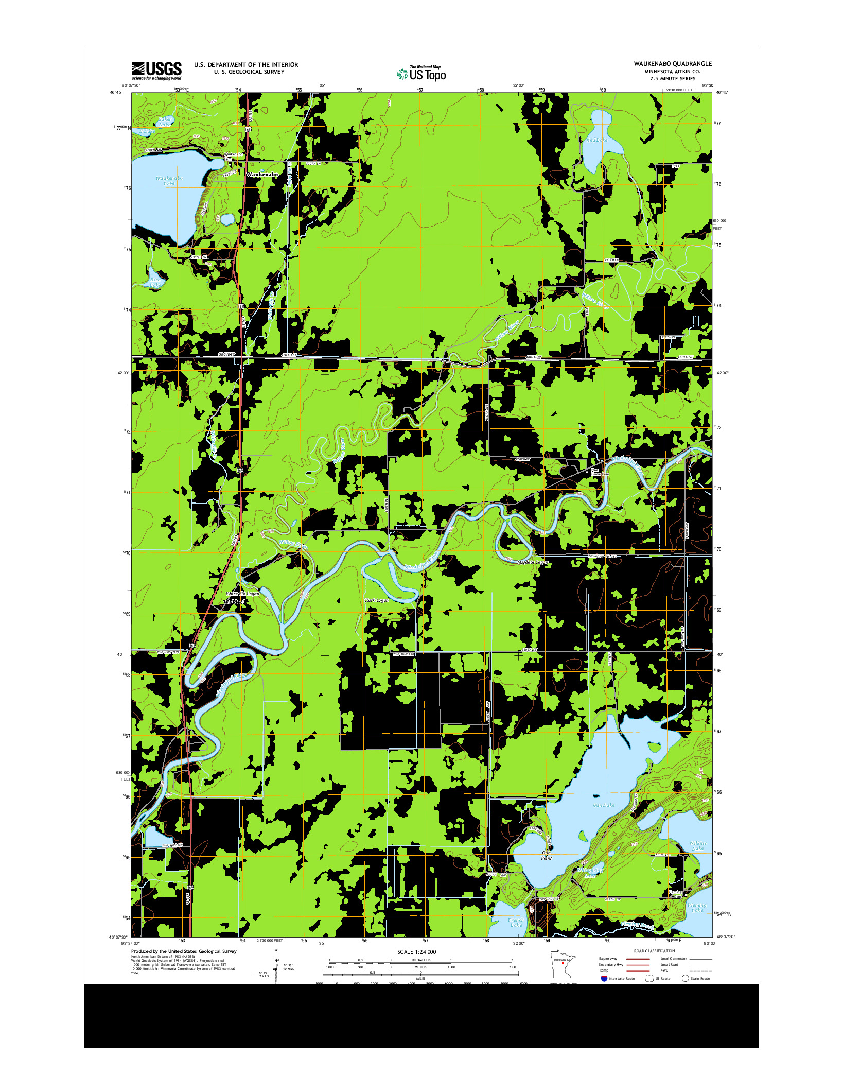 USGS US TOPO 7.5-MINUTE MAP FOR WAUKENABO, MN 2013