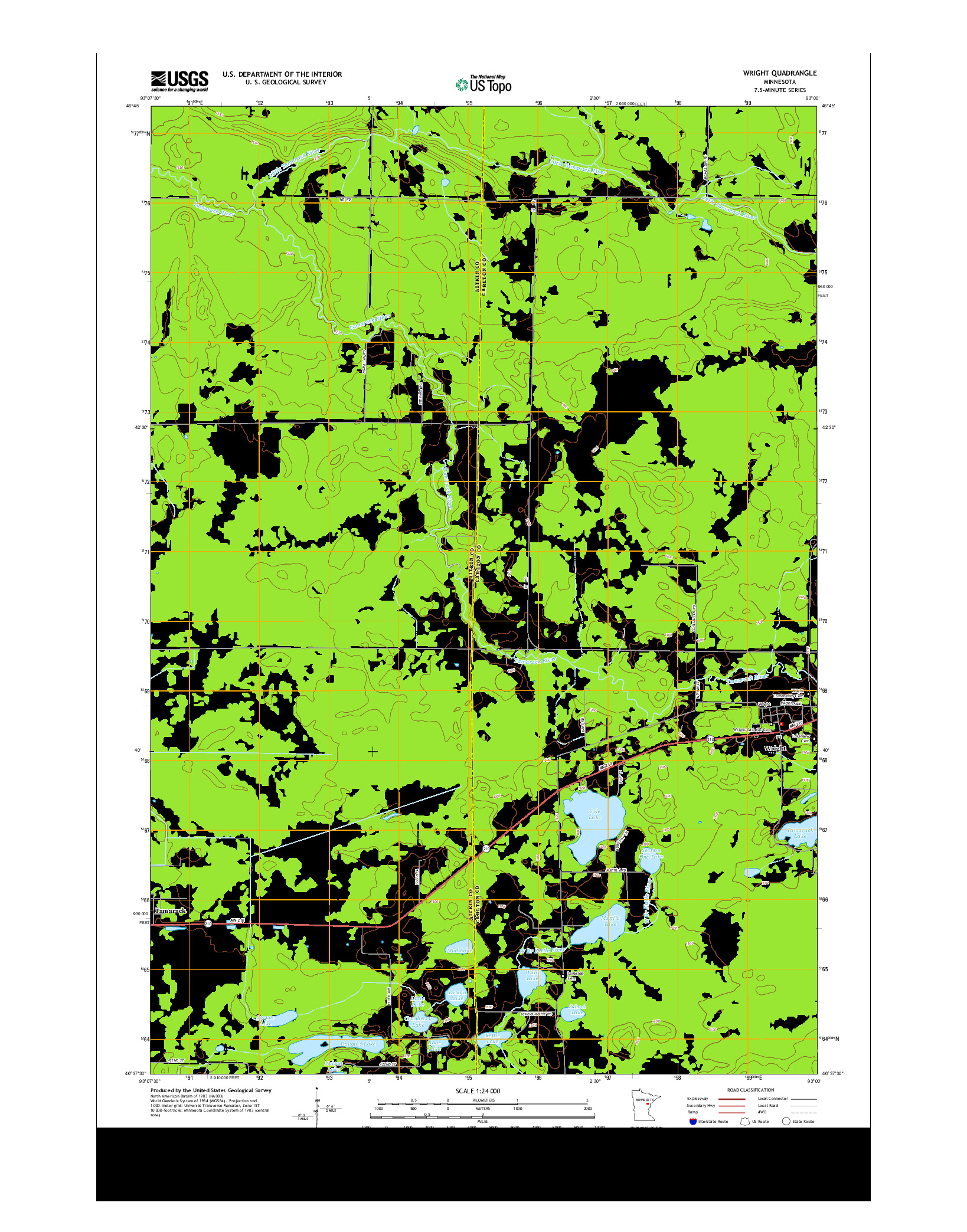 USGS US TOPO 7.5-MINUTE MAP FOR WRIGHT, MN 2013