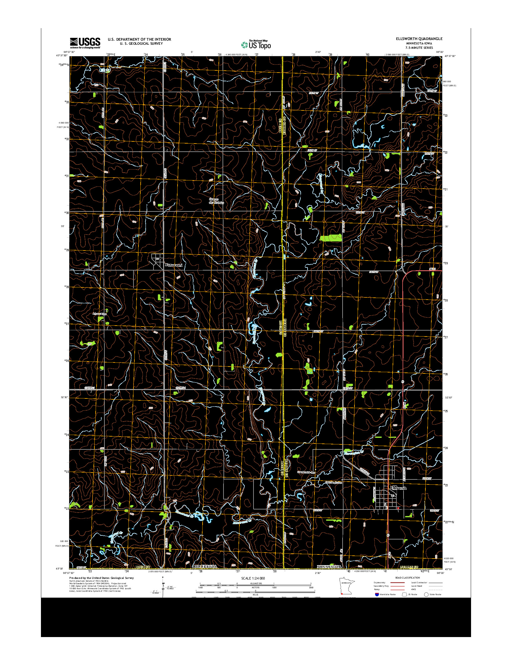 USGS US TOPO 7.5-MINUTE MAP FOR ELLSWORTH, MN-IA 2013