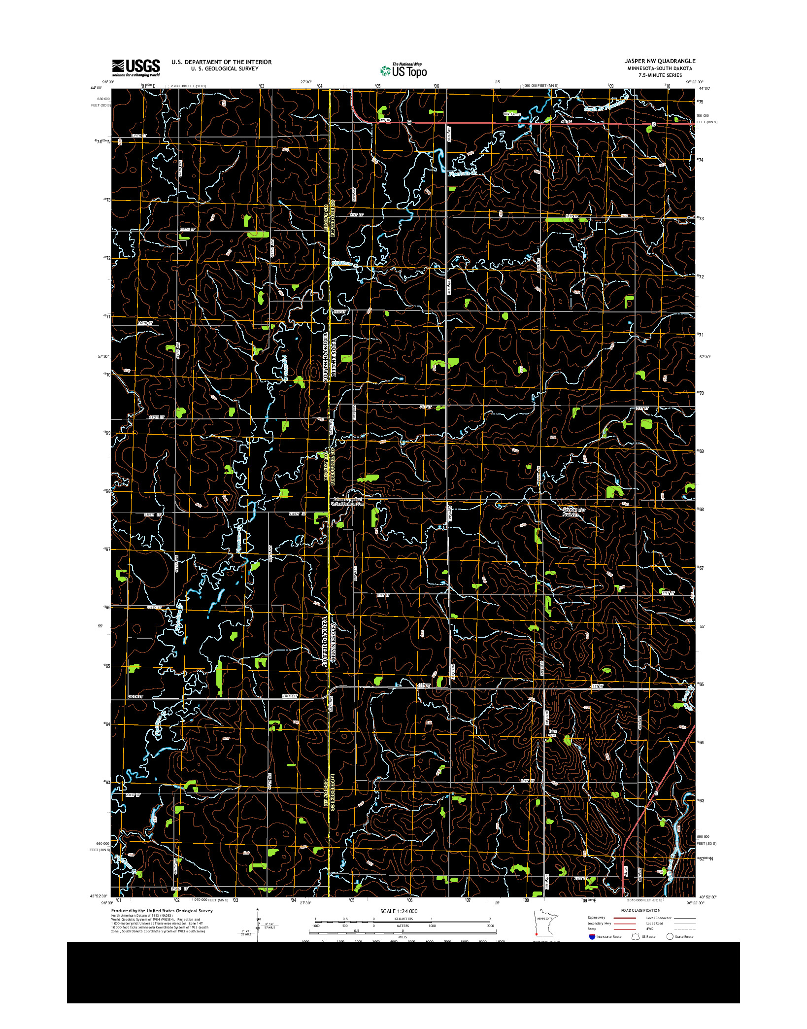 USGS US TOPO 7.5-MINUTE MAP FOR JASPER NW, MN-SD 2013