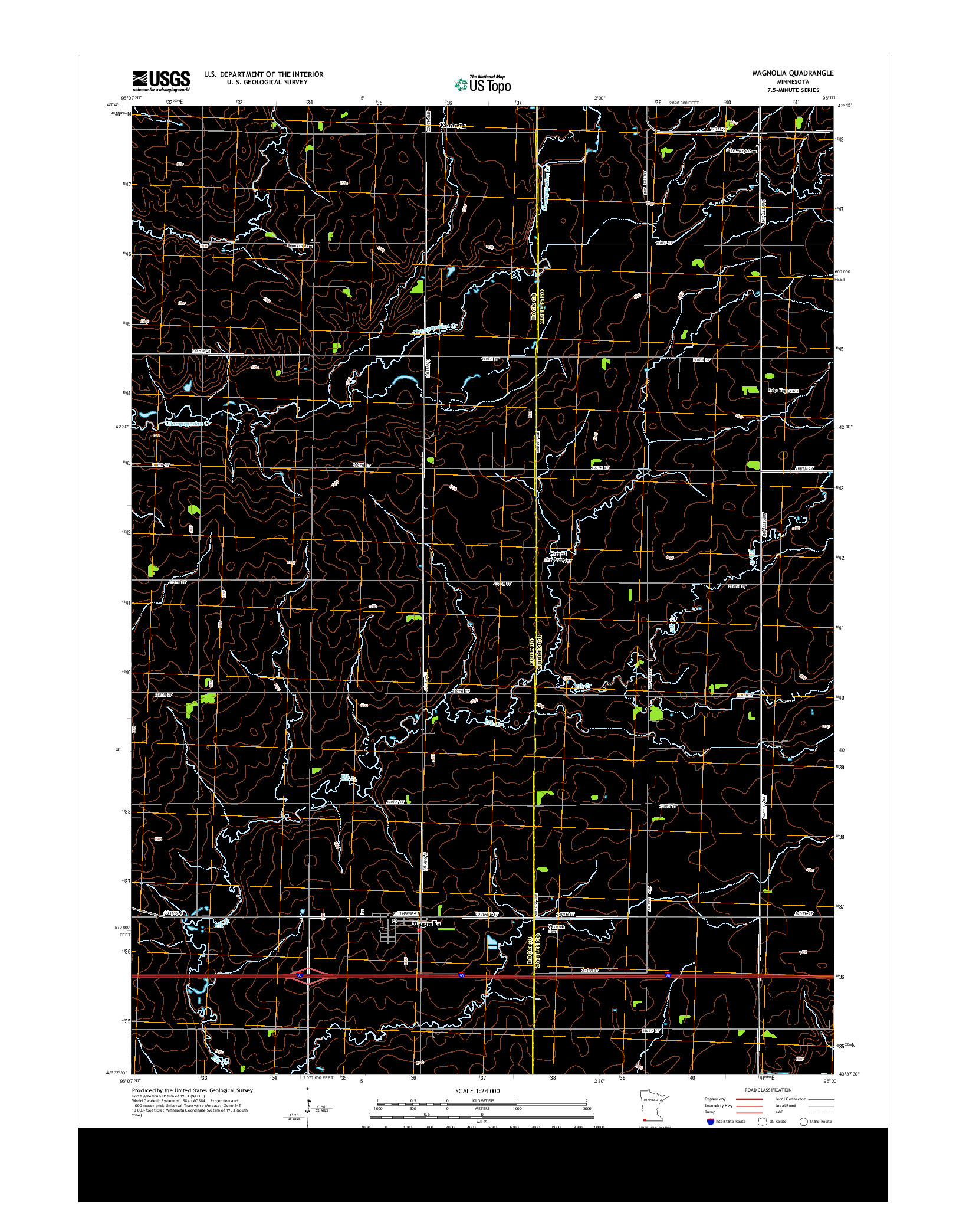 USGS US TOPO 7.5-MINUTE MAP FOR MAGNOLIA, MN 2013