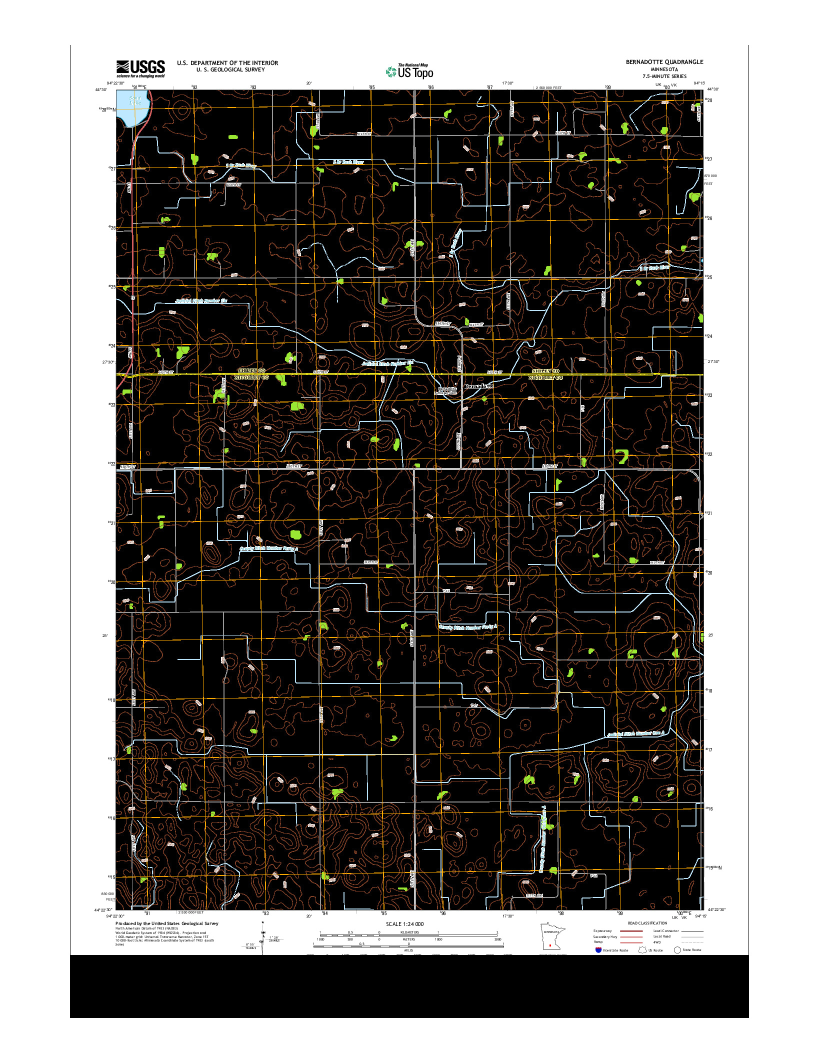 USGS US TOPO 7.5-MINUTE MAP FOR BERNADOTTE, MN 2013