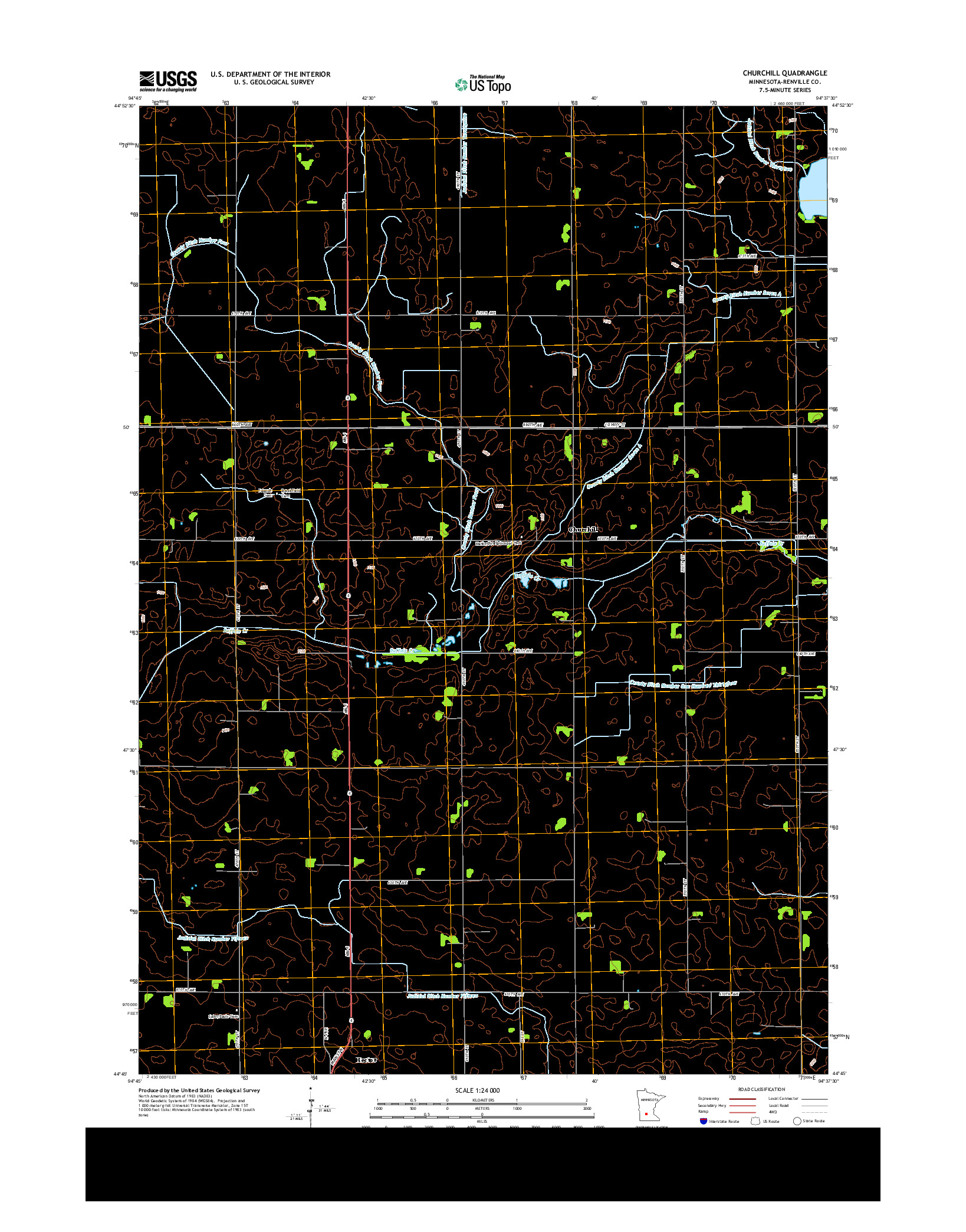 USGS US TOPO 7.5-MINUTE MAP FOR CHURCHILL, MN 2013