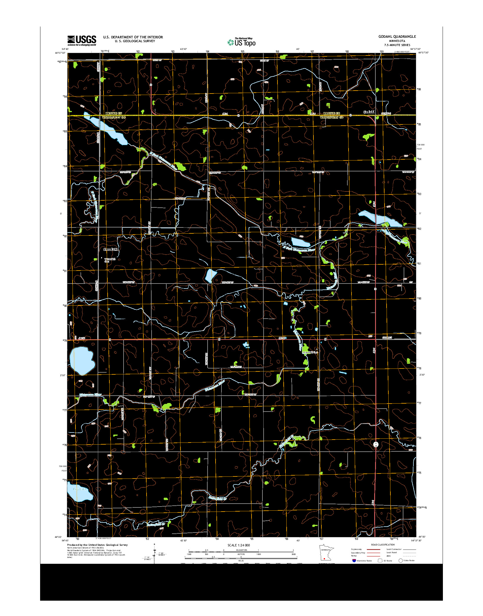 USGS US TOPO 7.5-MINUTE MAP FOR GODAHL, MN 2013