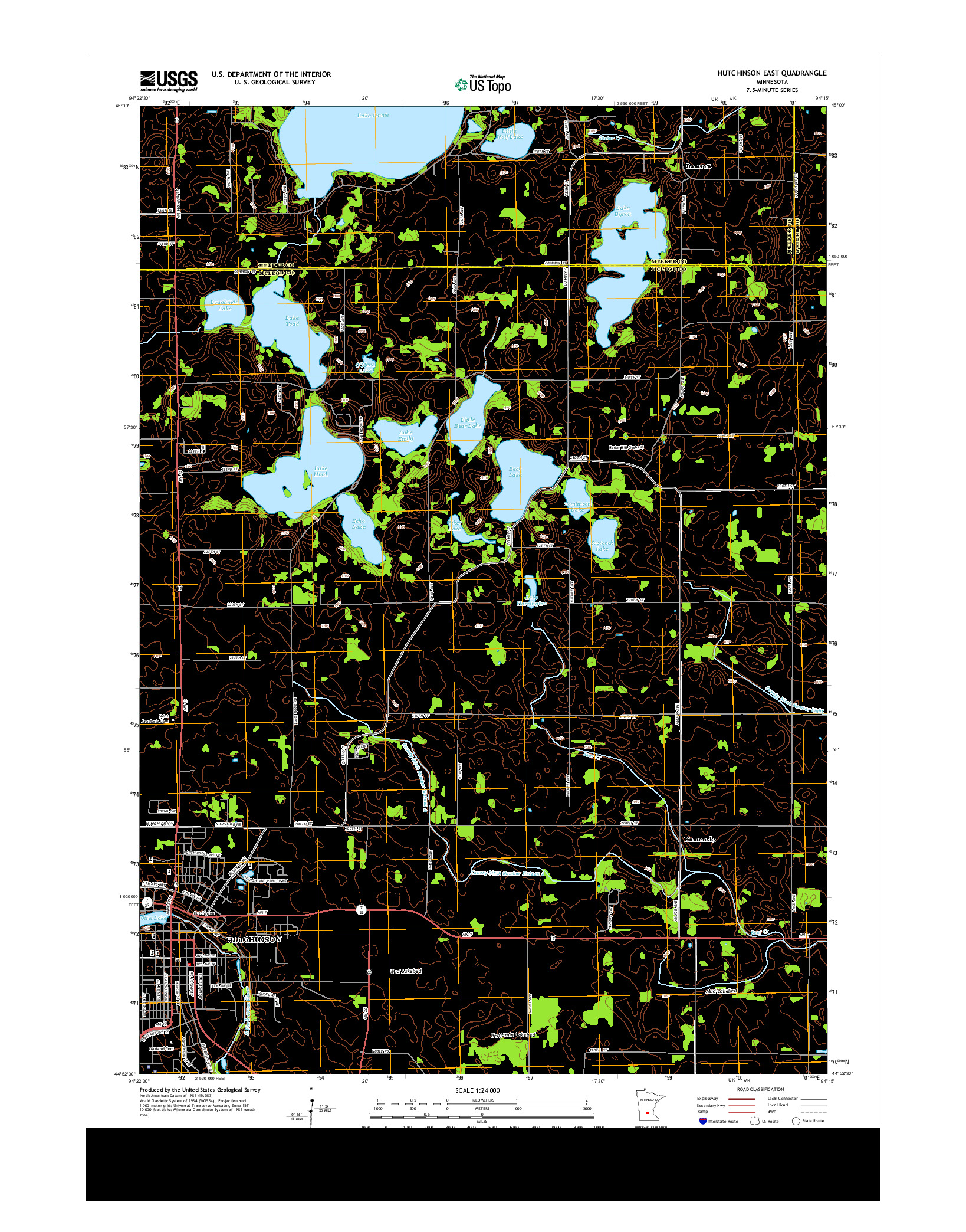 USGS US TOPO 7.5-MINUTE MAP FOR HUTCHINSON EAST, MN 2013