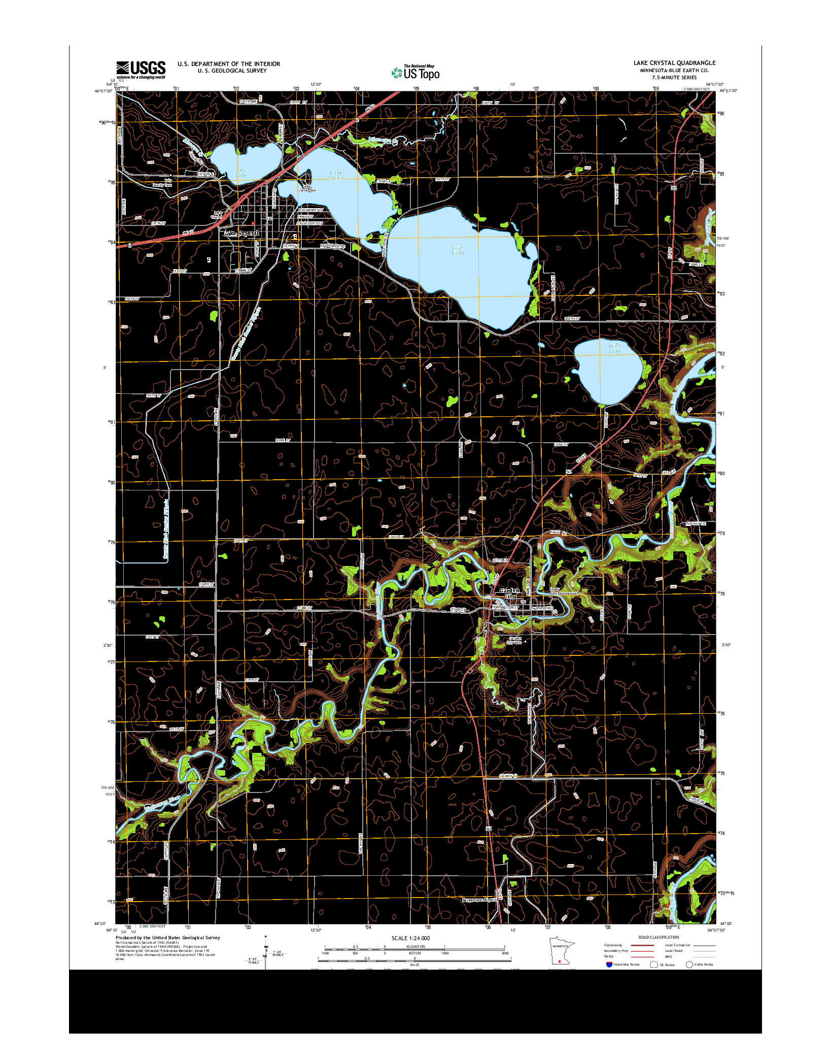 USGS US TOPO 7.5-MINUTE MAP FOR LAKE CRYSTAL, MN 2013