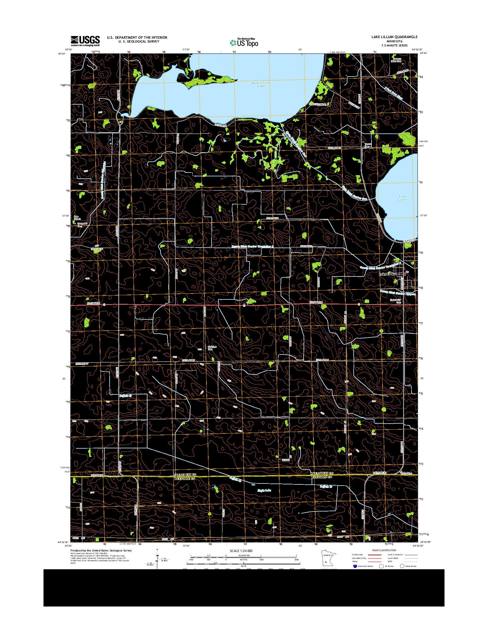 USGS US TOPO 7.5-MINUTE MAP FOR LAKE LILLIAN, MN 2013