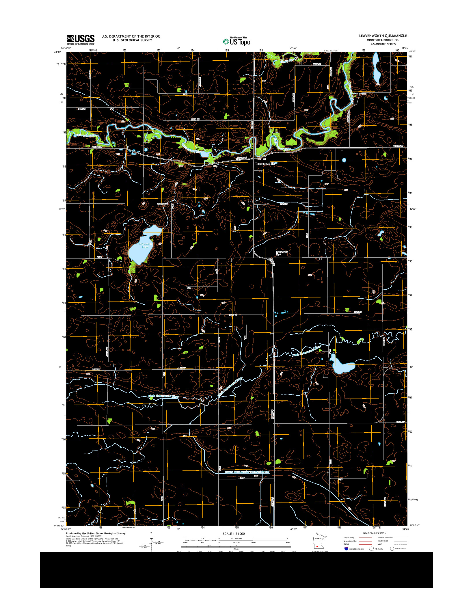 USGS US TOPO 7.5-MINUTE MAP FOR LEAVENWORTH, MN 2013