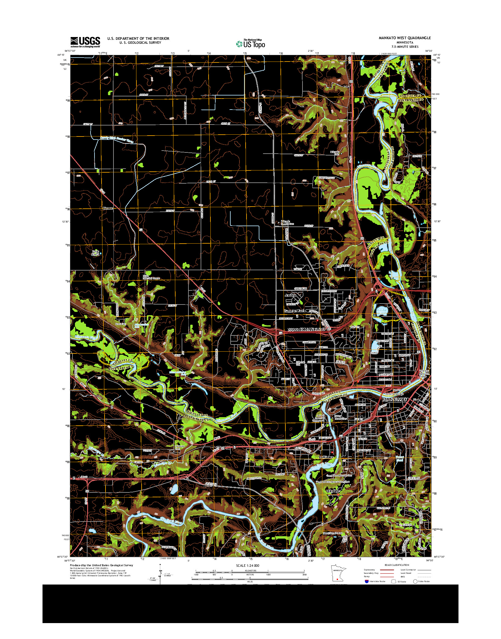 USGS US TOPO 7.5-MINUTE MAP FOR MANKATO WEST, MN 2013