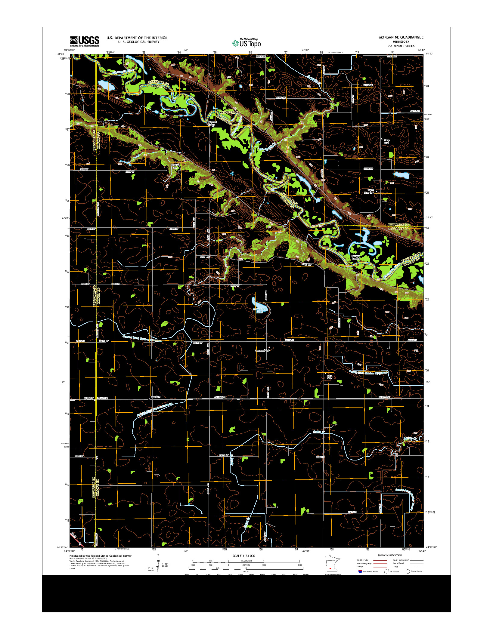 USGS US TOPO 7.5-MINUTE MAP FOR MORGAN NE, MN 2013