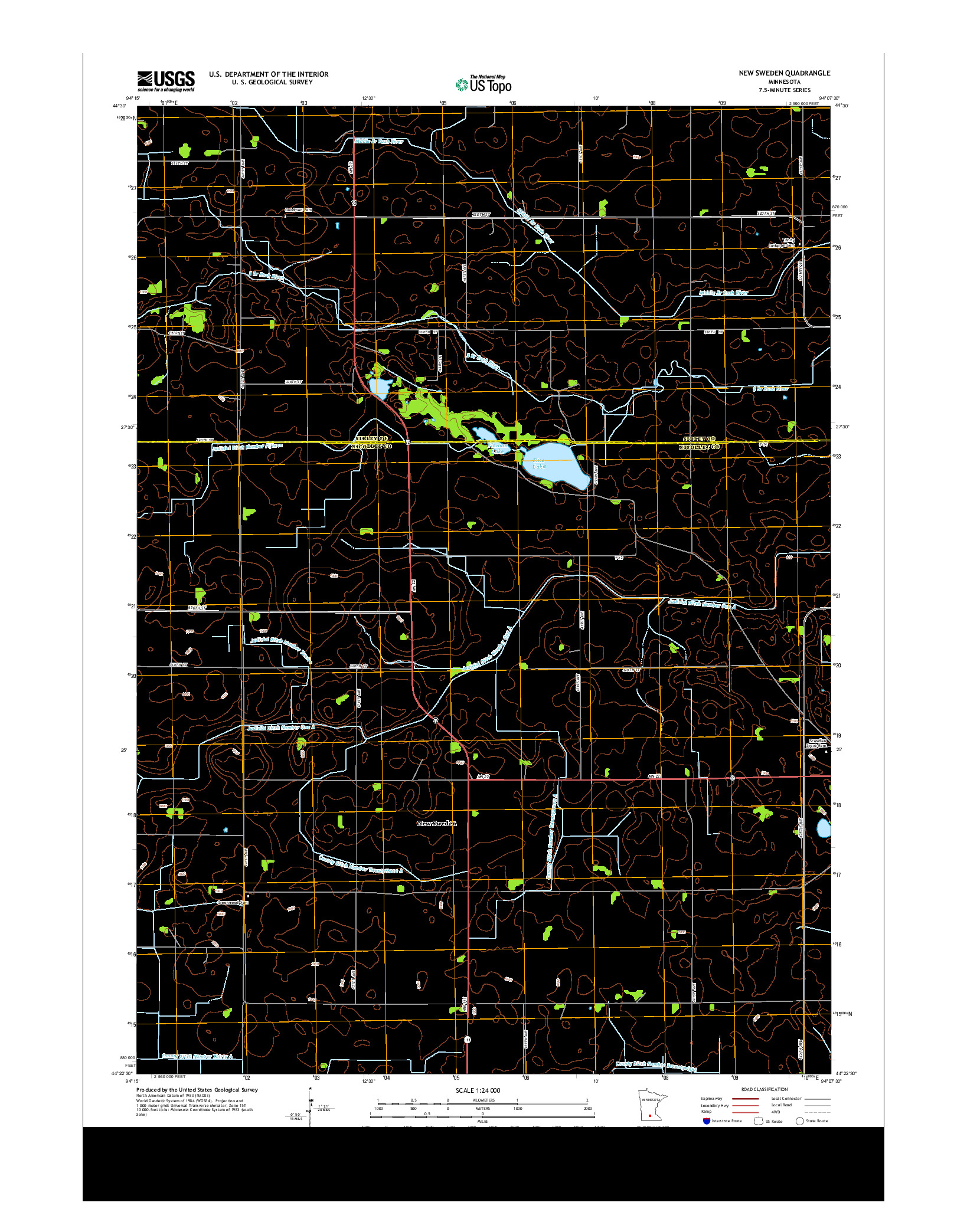 USGS US TOPO 7.5-MINUTE MAP FOR NEW SWEDEN, MN 2013