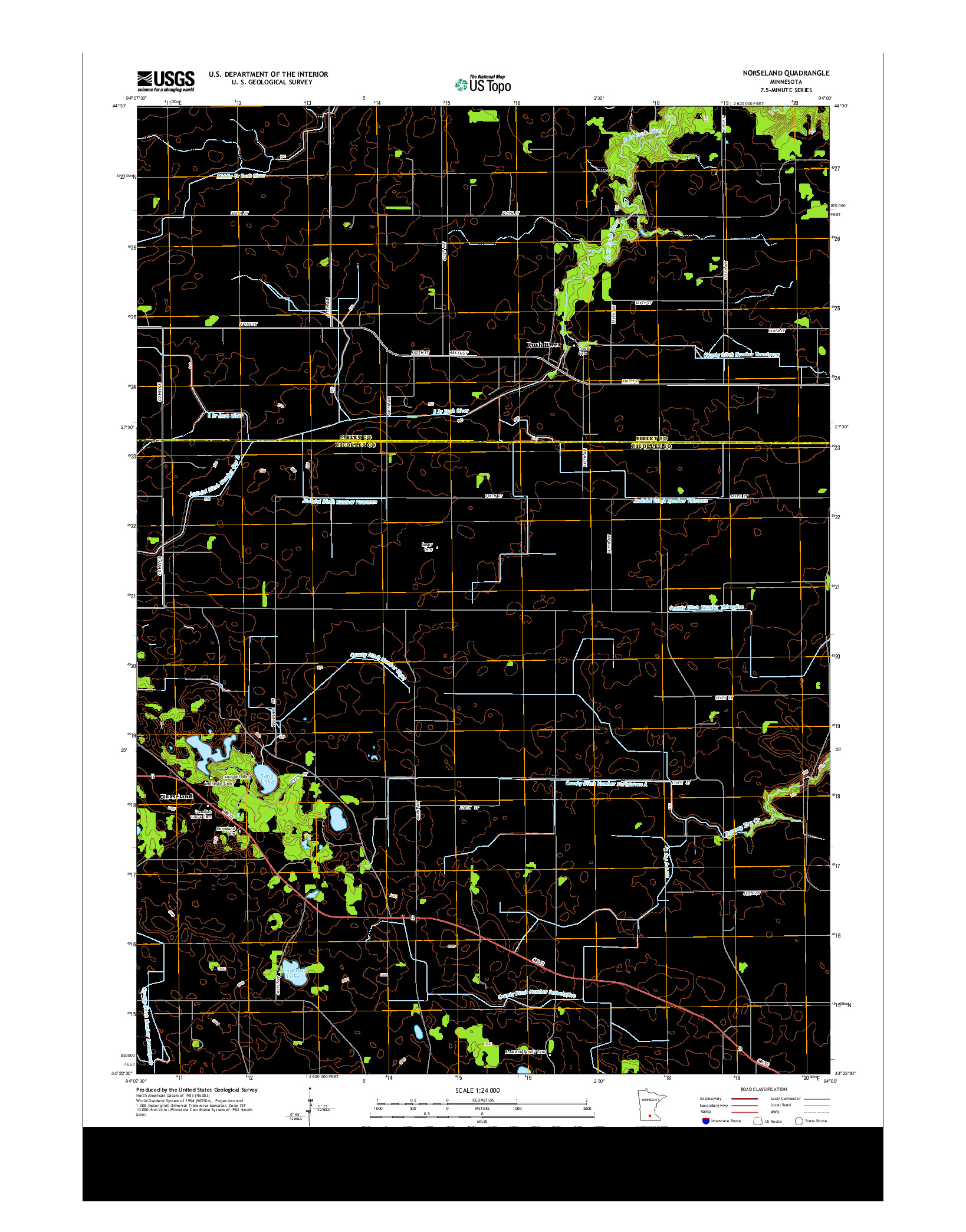 USGS US TOPO 7.5-MINUTE MAP FOR NORSELAND, MN 2013