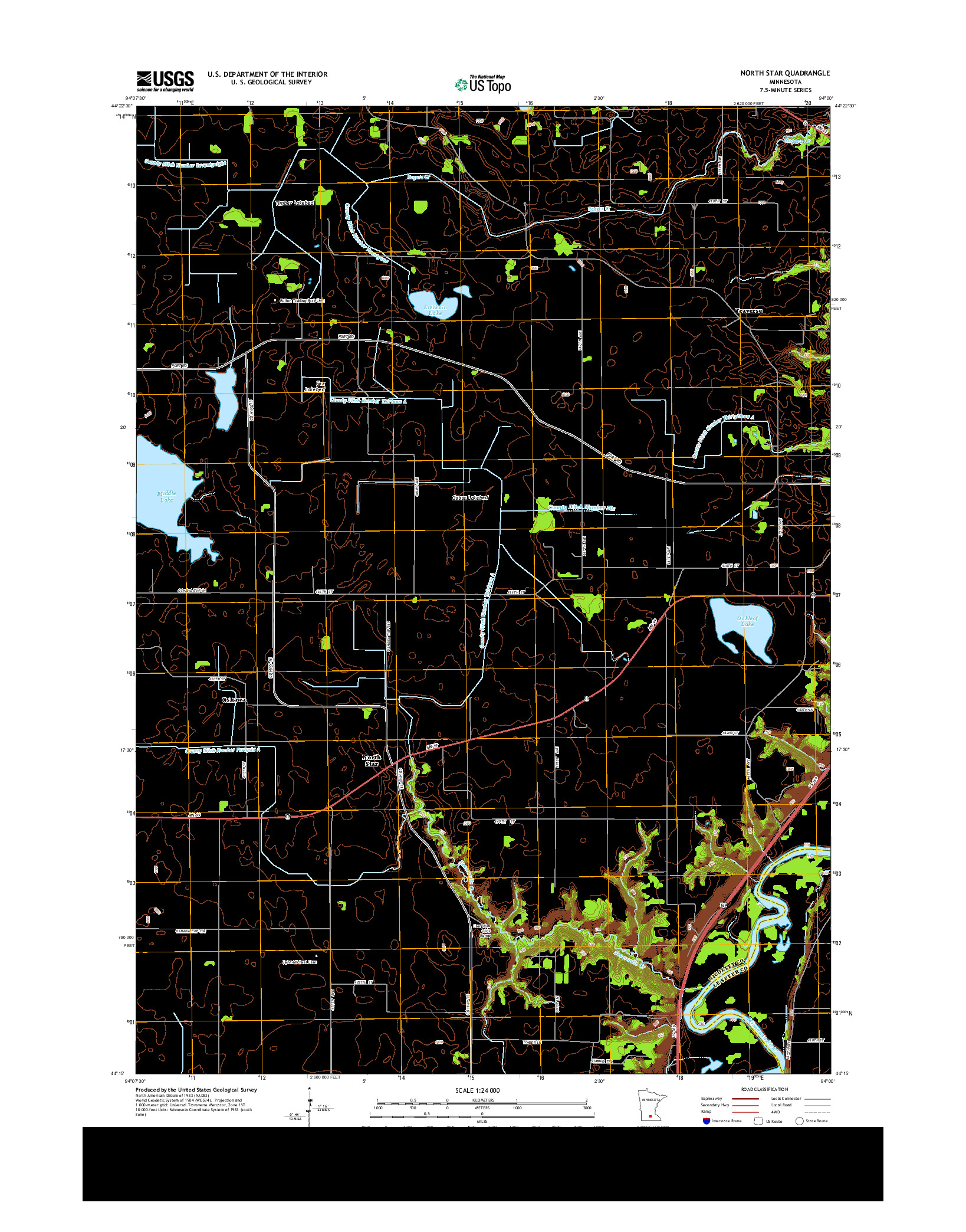USGS US TOPO 7.5-MINUTE MAP FOR NORTH STAR, MN 2013
