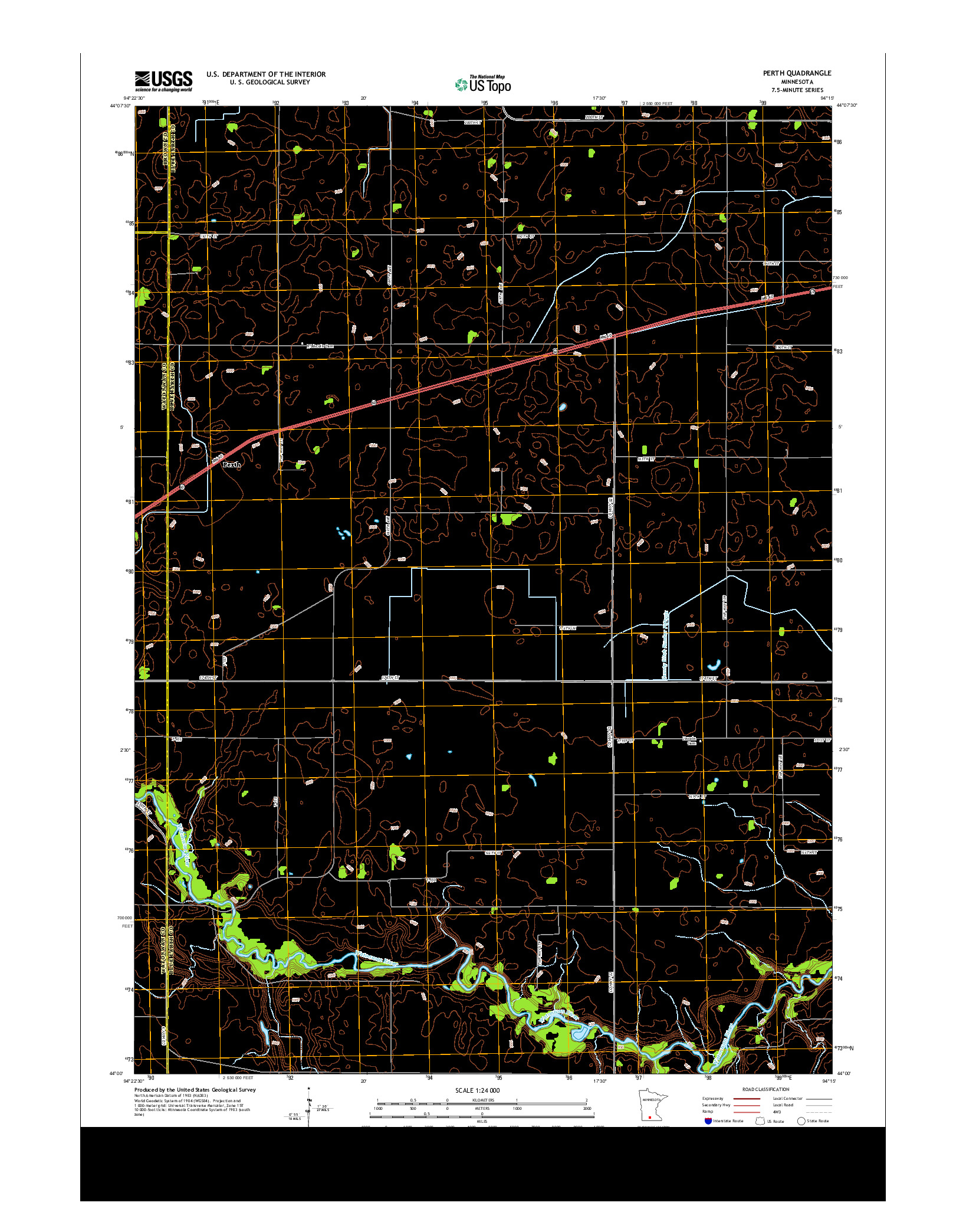 USGS US TOPO 7.5-MINUTE MAP FOR PERTH, MN 2013